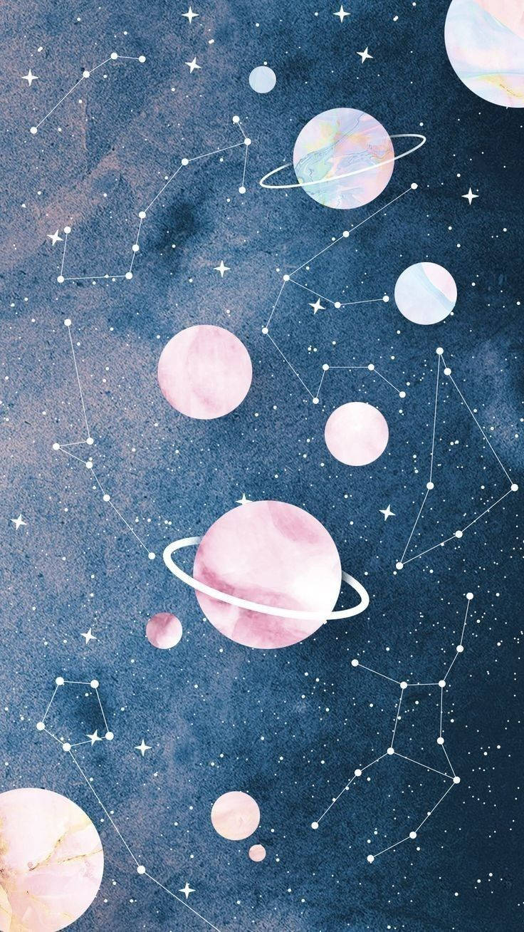 Space Aesthetic, pastel planets, stars, HD Phone Wallpaper