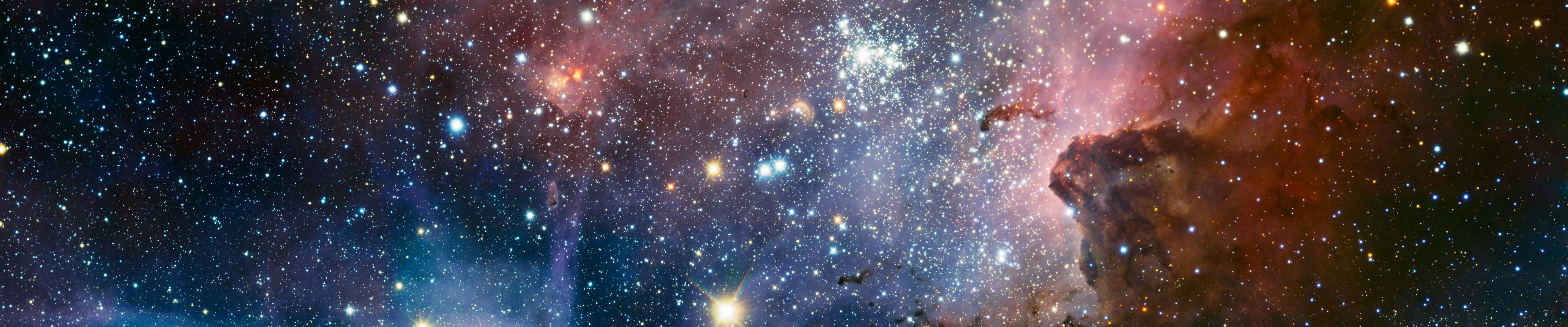 starry galaxy, vibrant nebulae, pink orange and blue hues, 5K Desktop Wallpaper