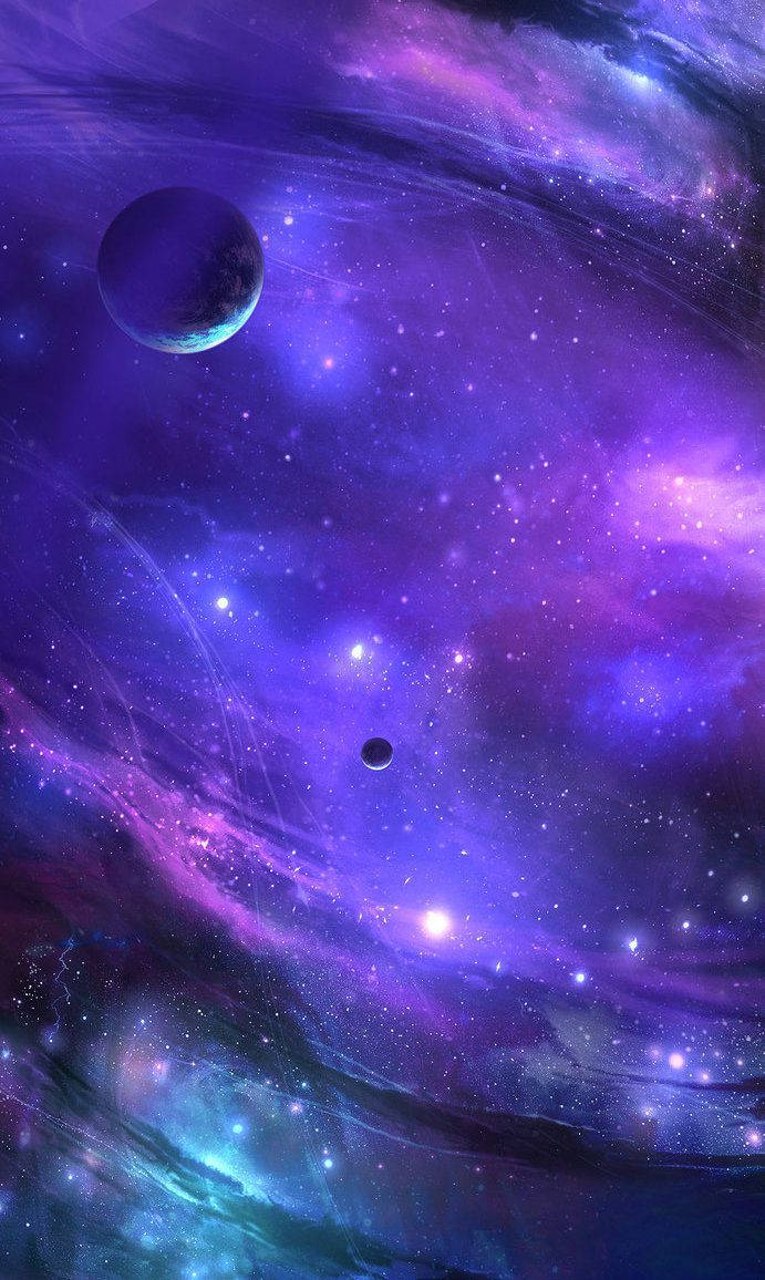 purple galaxy, swirling purple and blue nebulae, stars, SD Phone Wallpaper