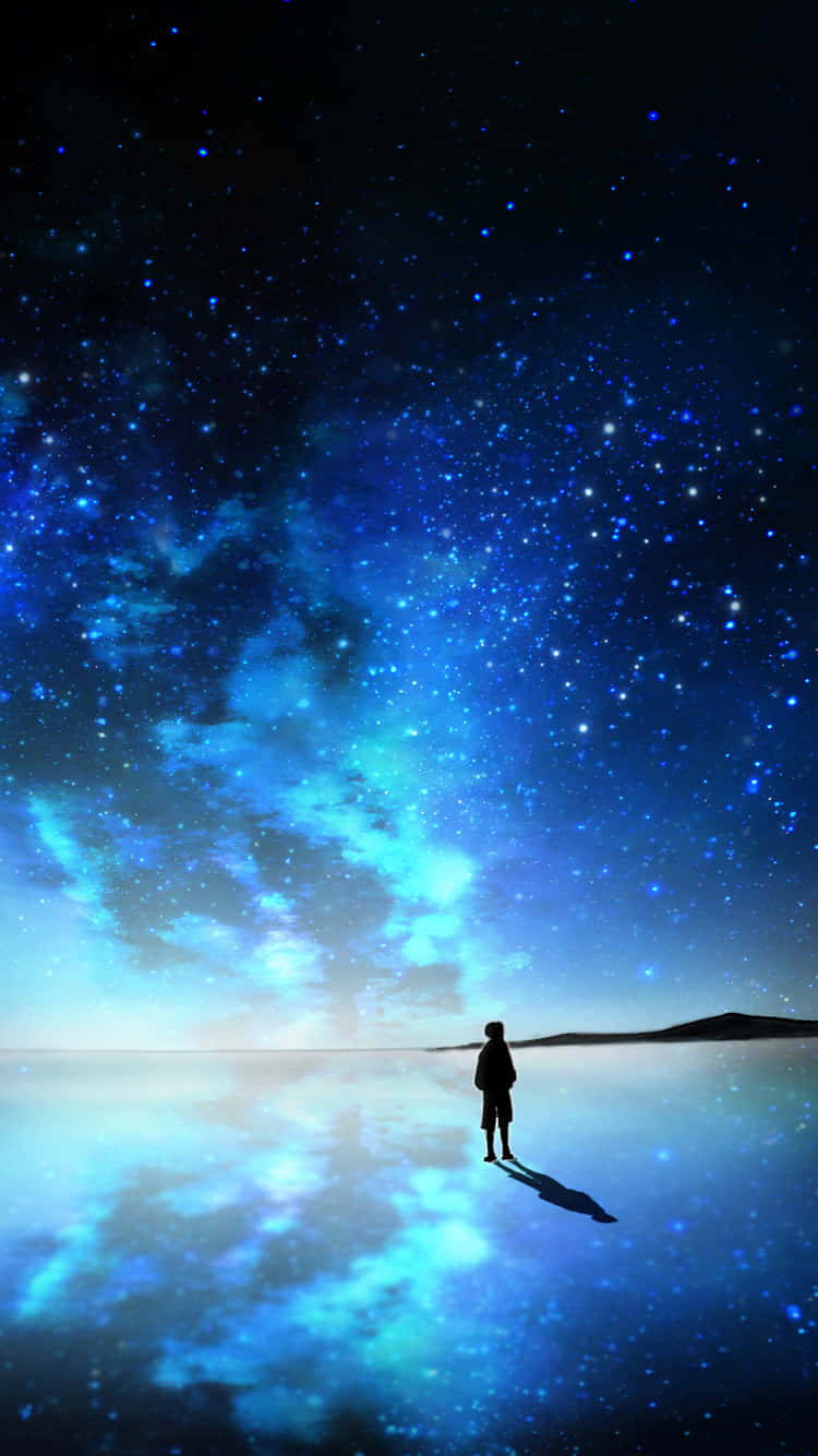Space Anime, ocean, starry night sky, HD Phone Wallpaper
