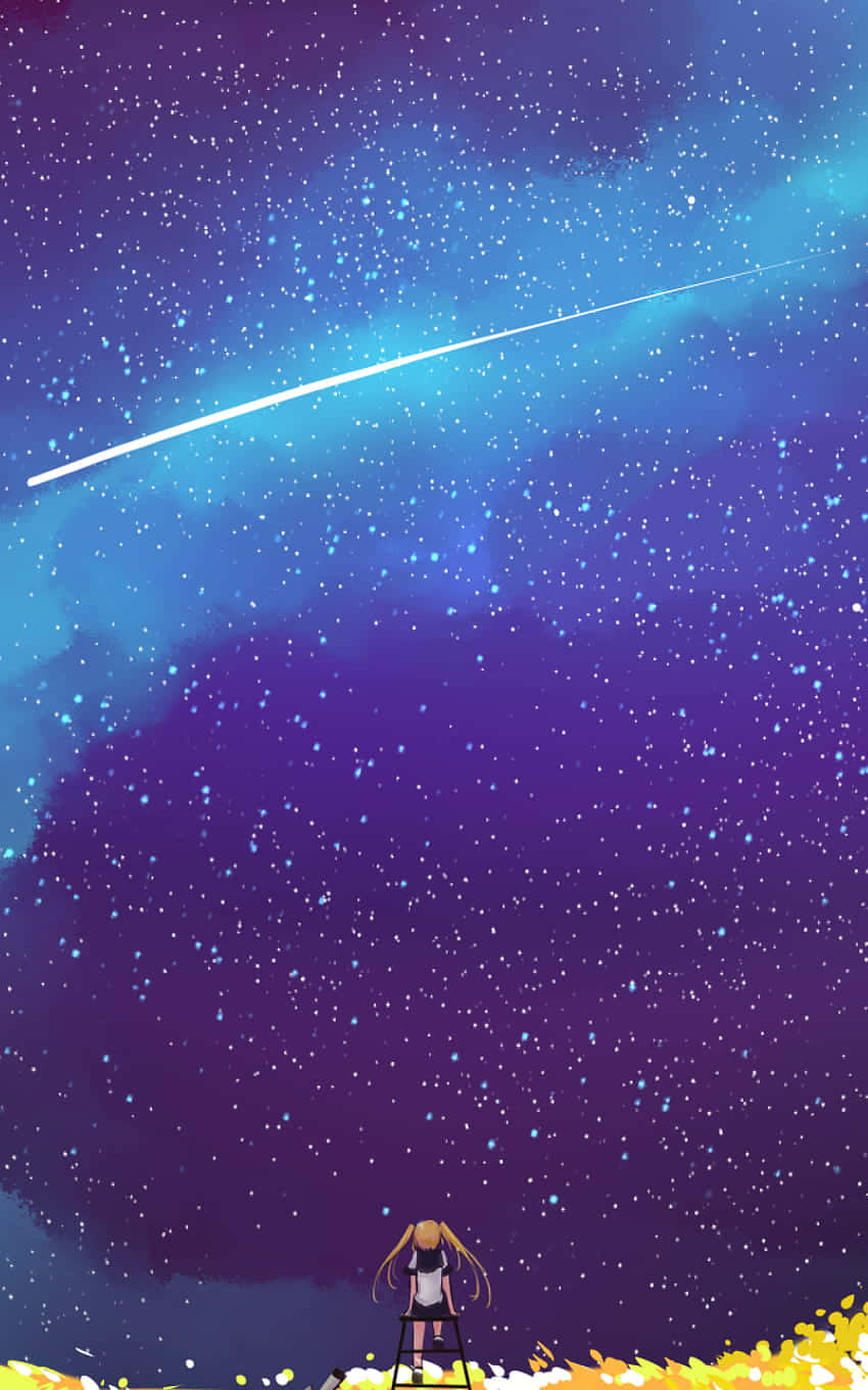 Space Anime, sky mobile, vibrant purple and blue starry sky, HD Phone Wallpaper