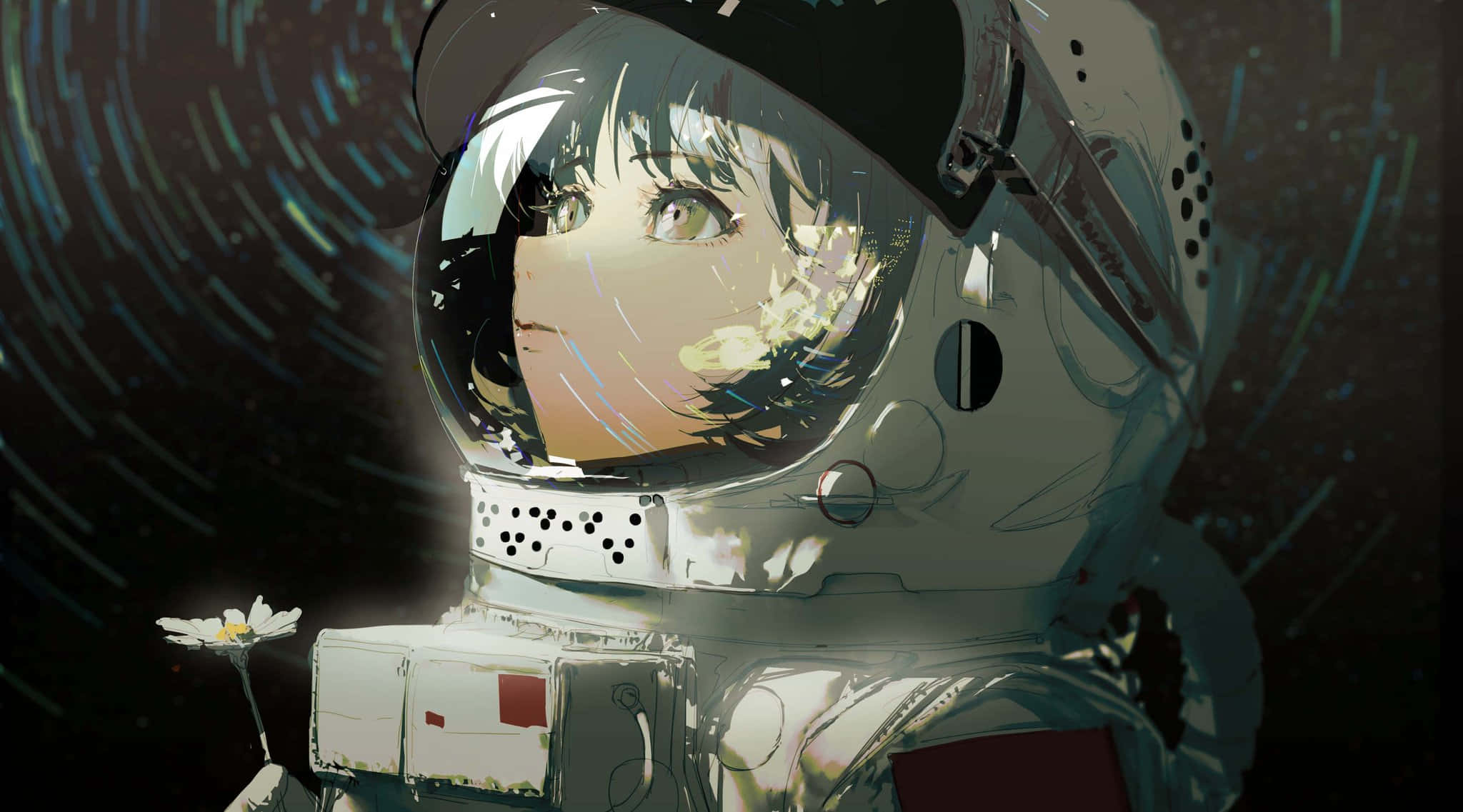 Space Anime, astronaut, spacesuit, Full HD Desktop Wallpaper