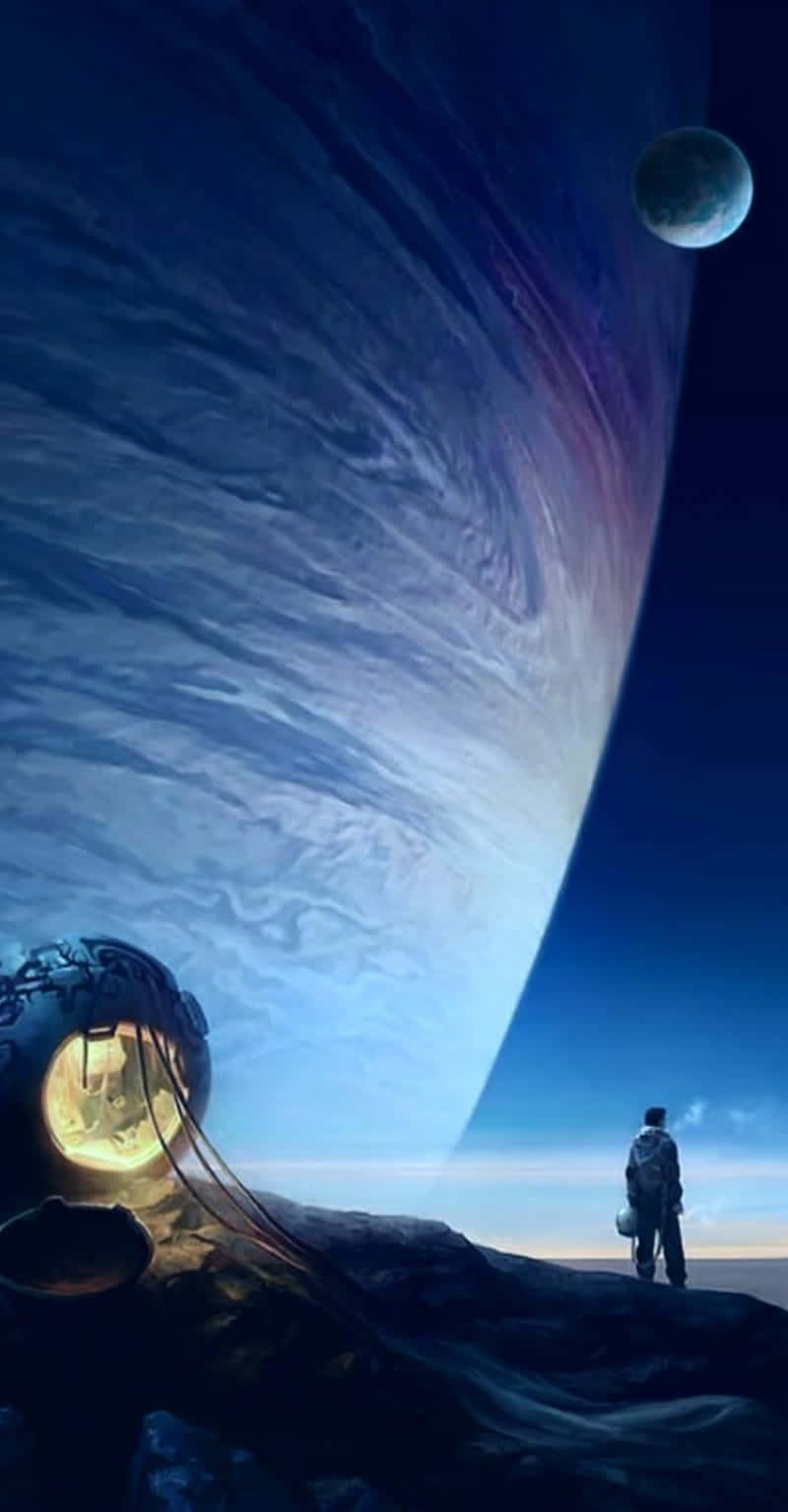 Space Anime, lonely planet, astronaut, HD Phone Wallpaper