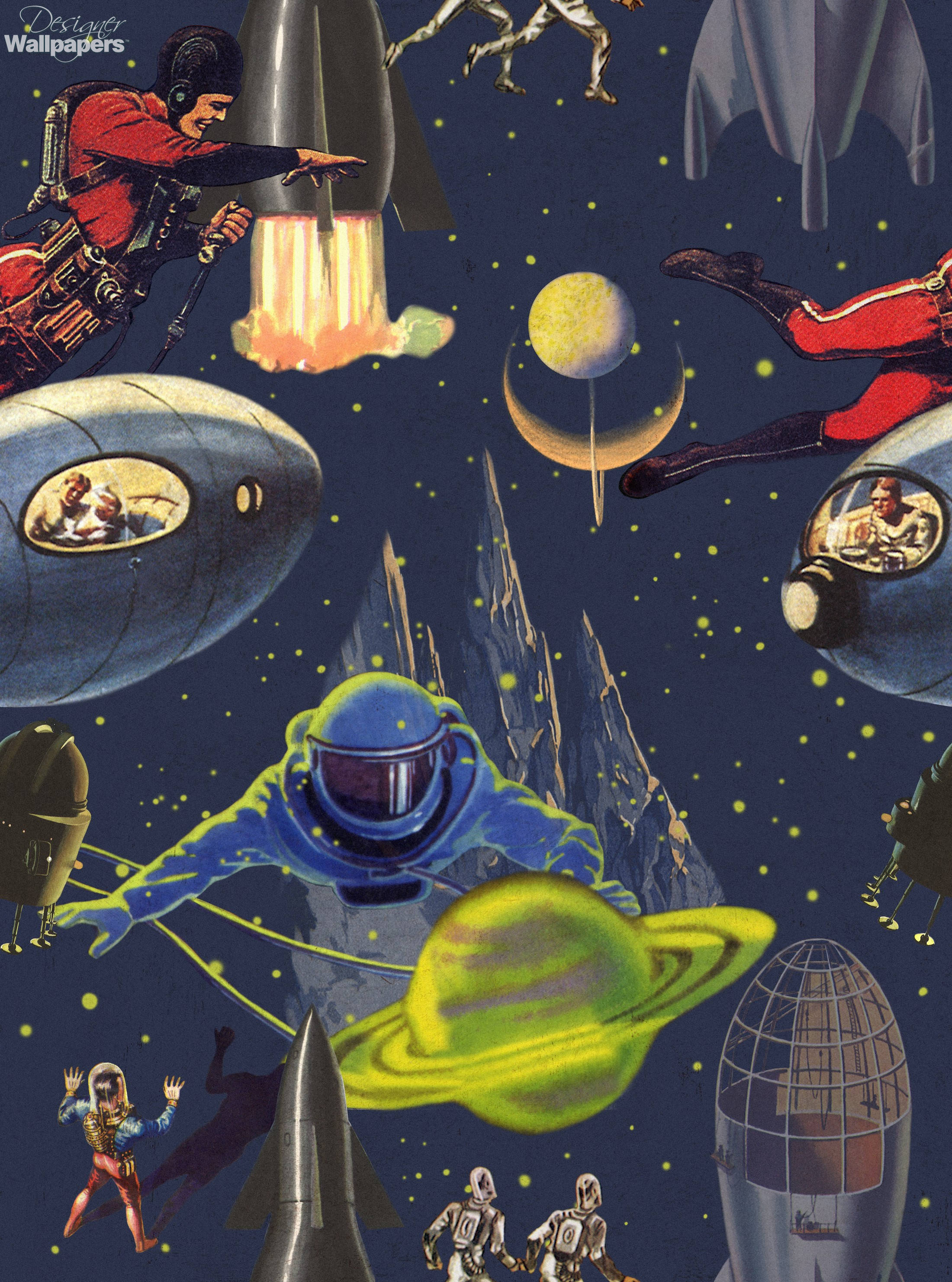 retro space 2200, 2962, astronauts, 2K Phone Wallpaper