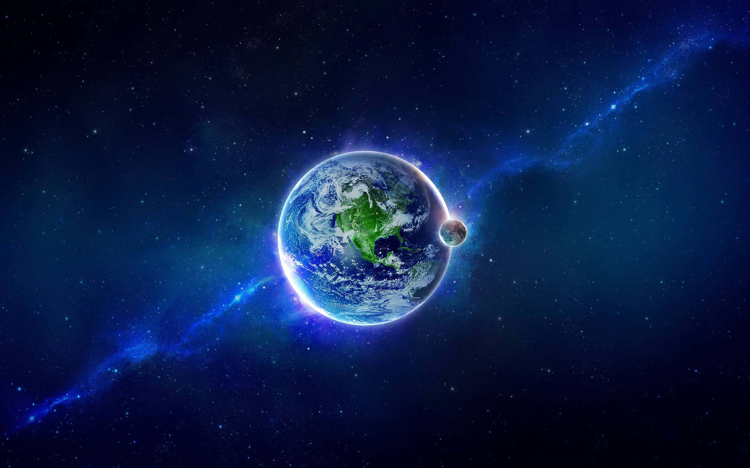 Earth, blue Earth, green continents, 2K Desktop Wallpaper