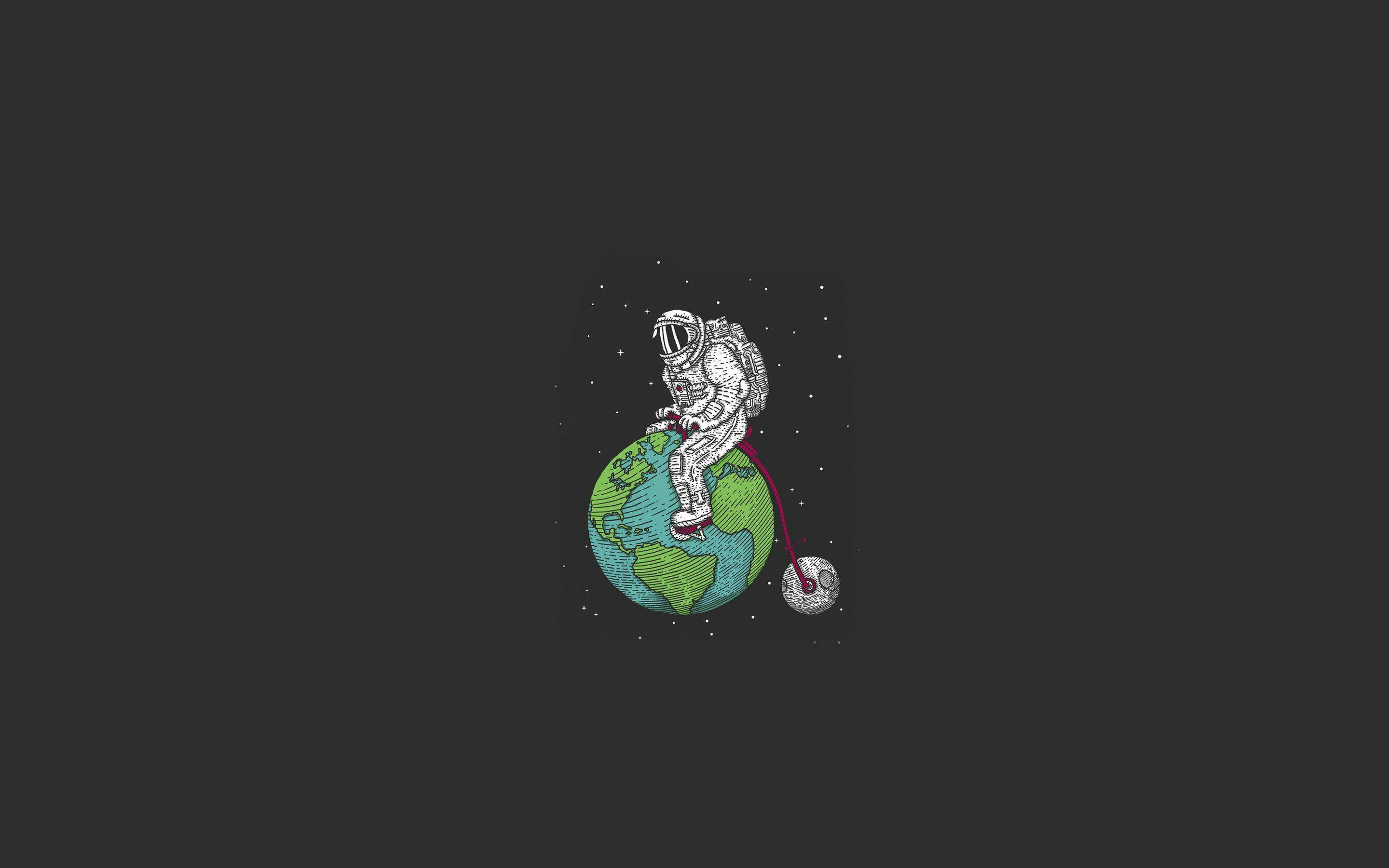 spaceman, astronaut, bicycle, 2K Desktop Wallpaper