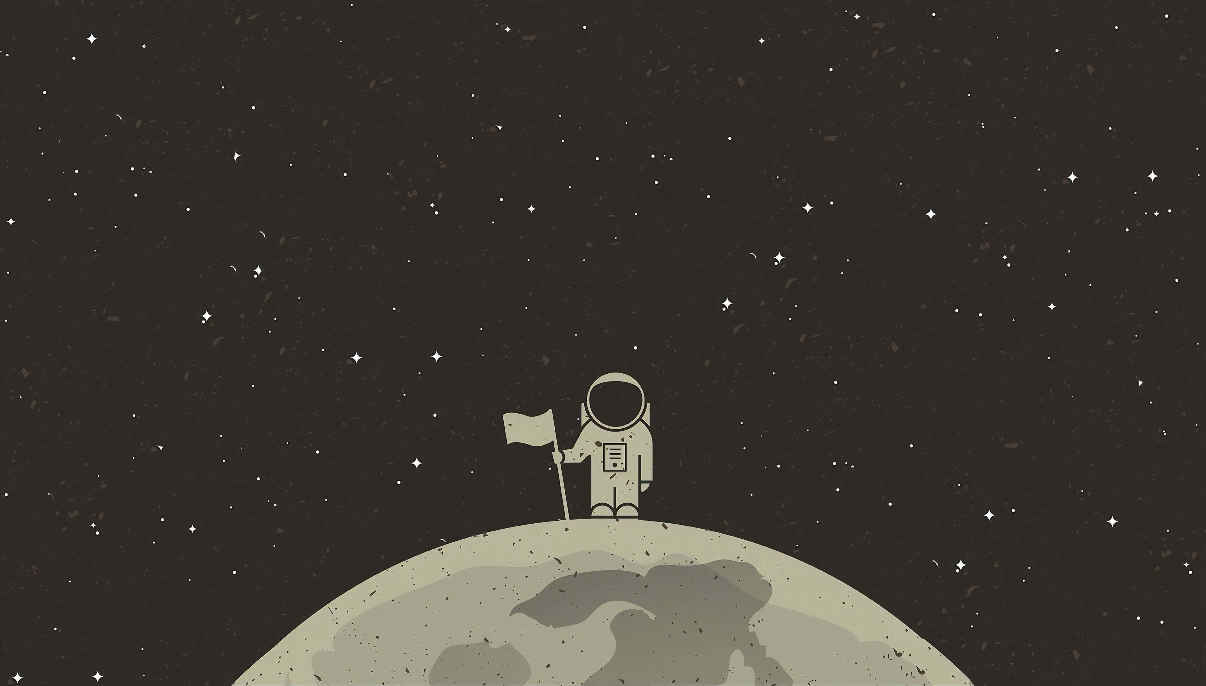 astronaut, cratered moon, starry night sky, 4K Desktop Wallpaper