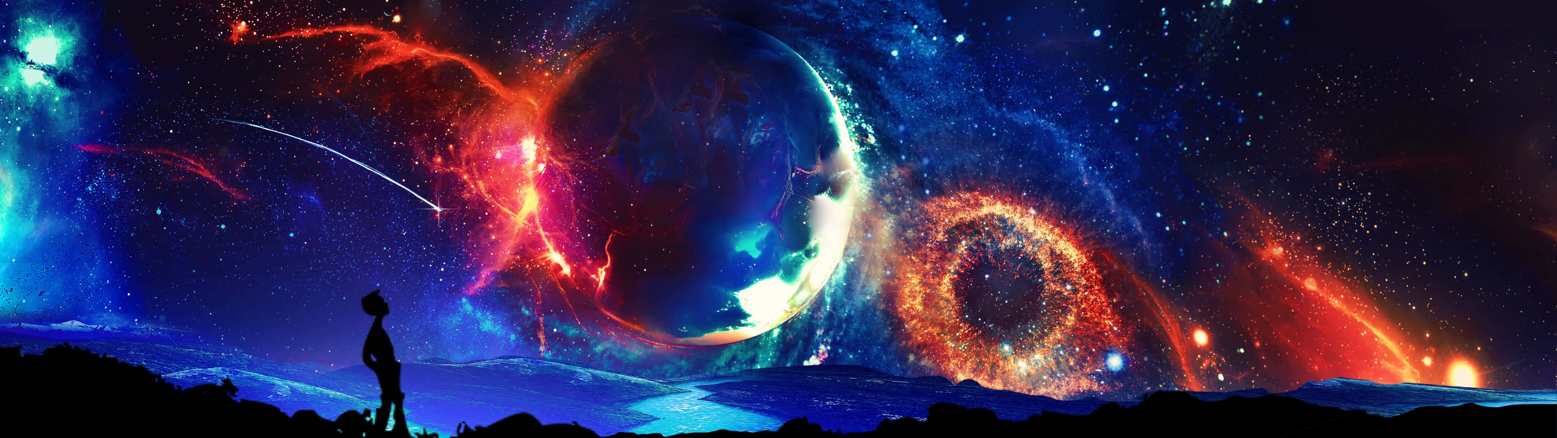 Space Art, 5120 x 1440, nebulae, 5K Desktop Wallpaper