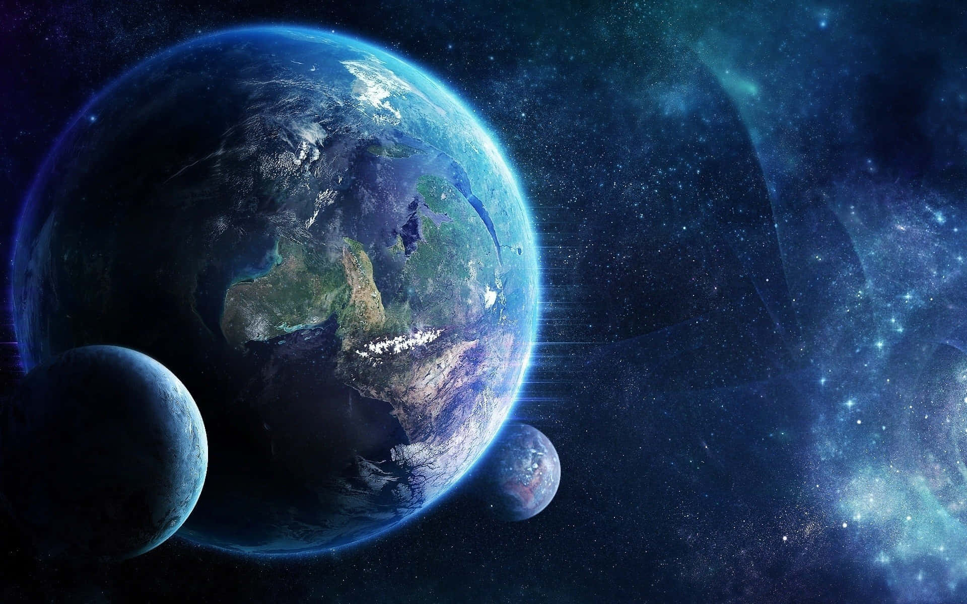 Earth, blue oceans, green continents, Full HD Desktop Wallpaper