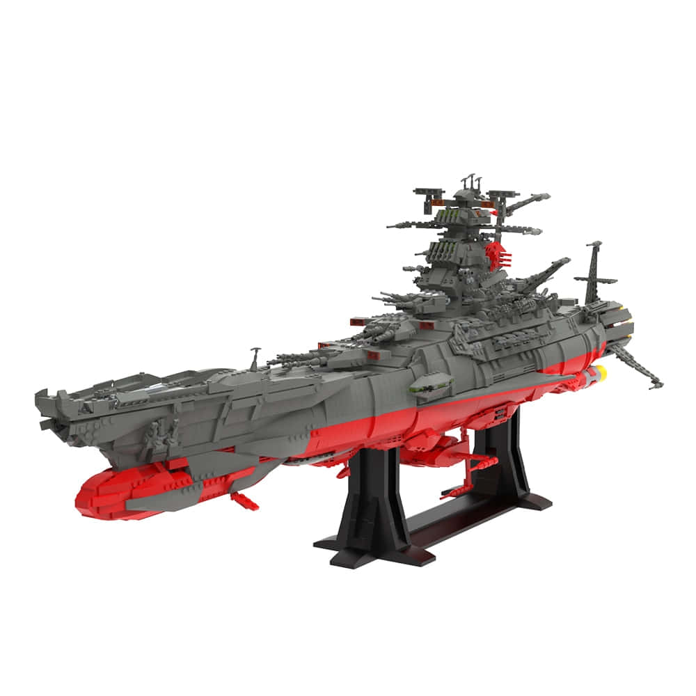 Space Battleship Yamato, gray and red battleship, interlocking bricks, SD Desktop Wallpaper
