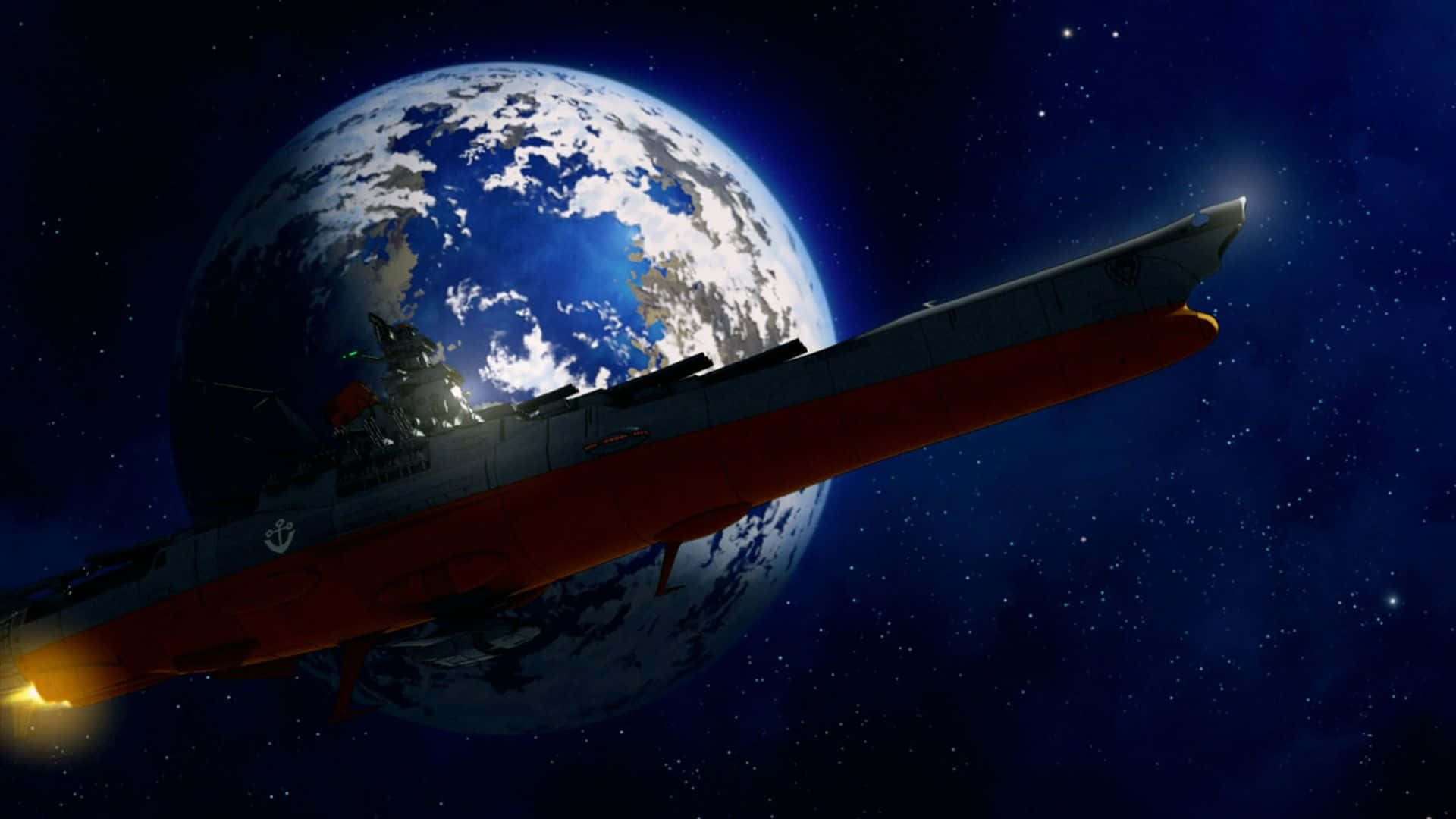 Space Battleship Yamato, orange, gray, Full HD Desktop Wallpaper