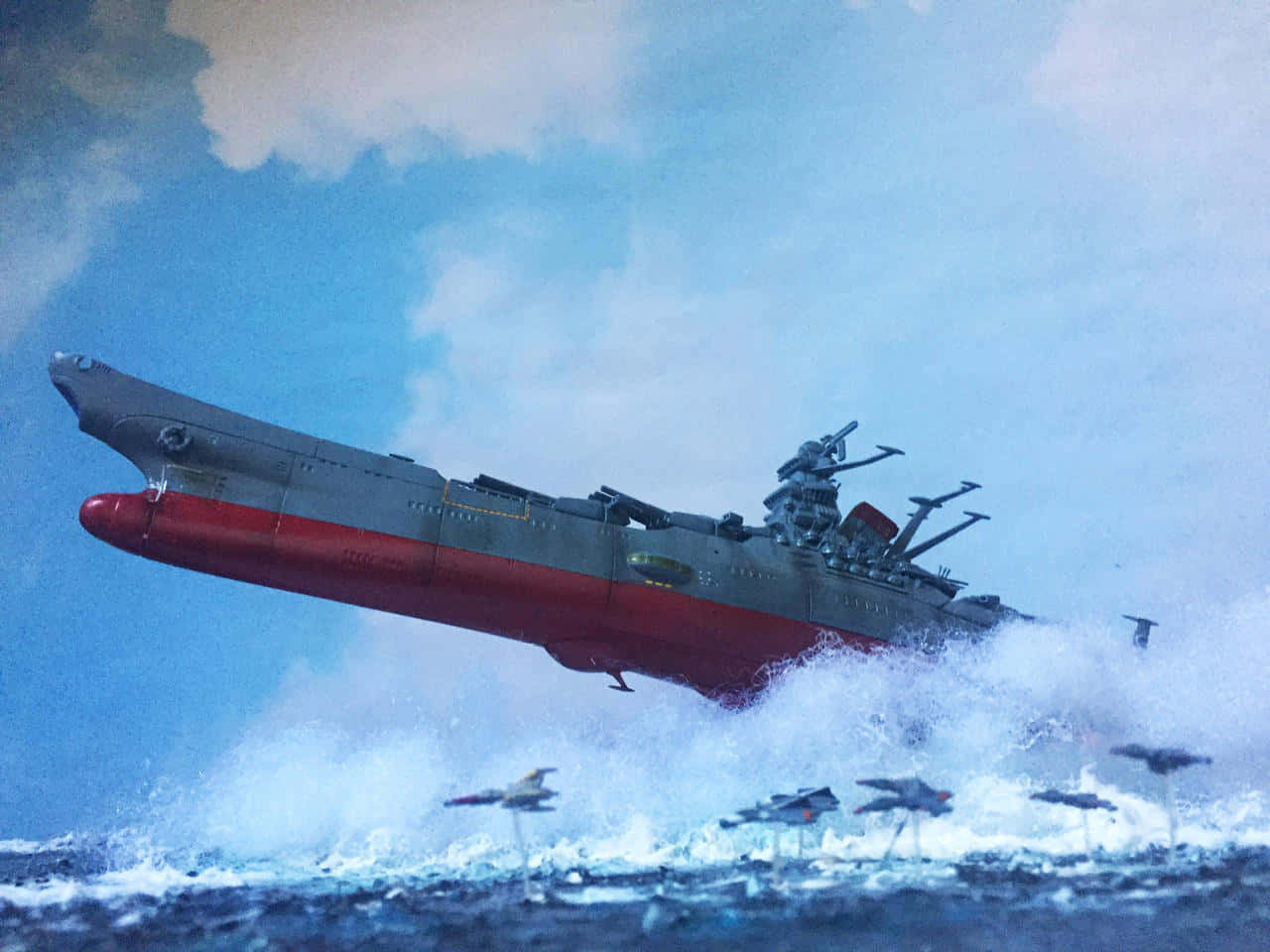 Space Battleship Yamato, red and gray, battleship, HD Desktop Wallpaper