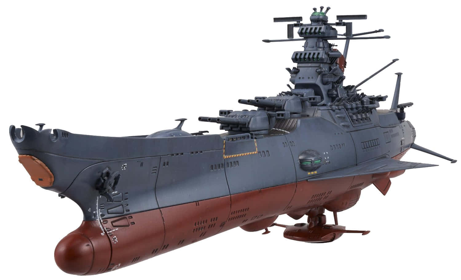 Space Battleship Yamato, grey and brown battleship, multiple gun turrets, HD Desktop Wallpaper