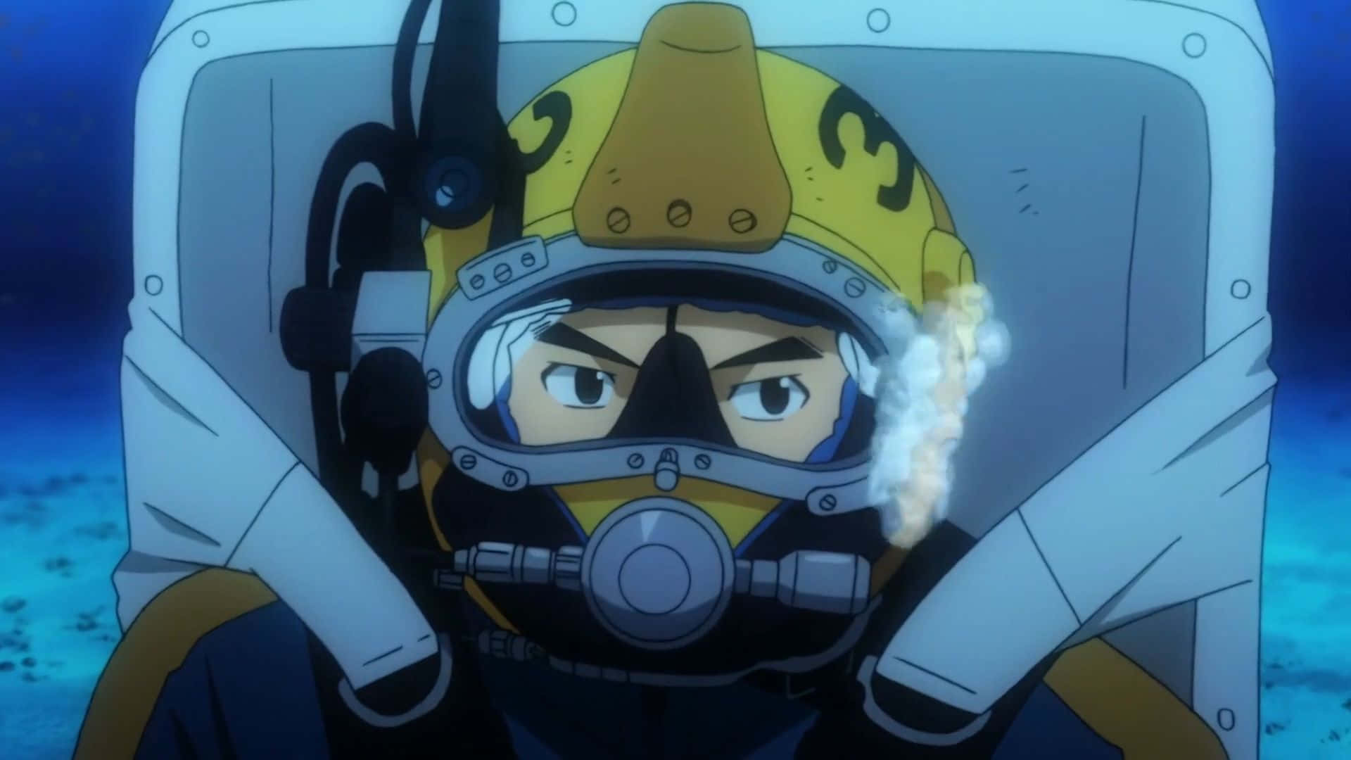 Space Brothers, yellow helmet, white suit, Full HD Desktop Wallpaper
