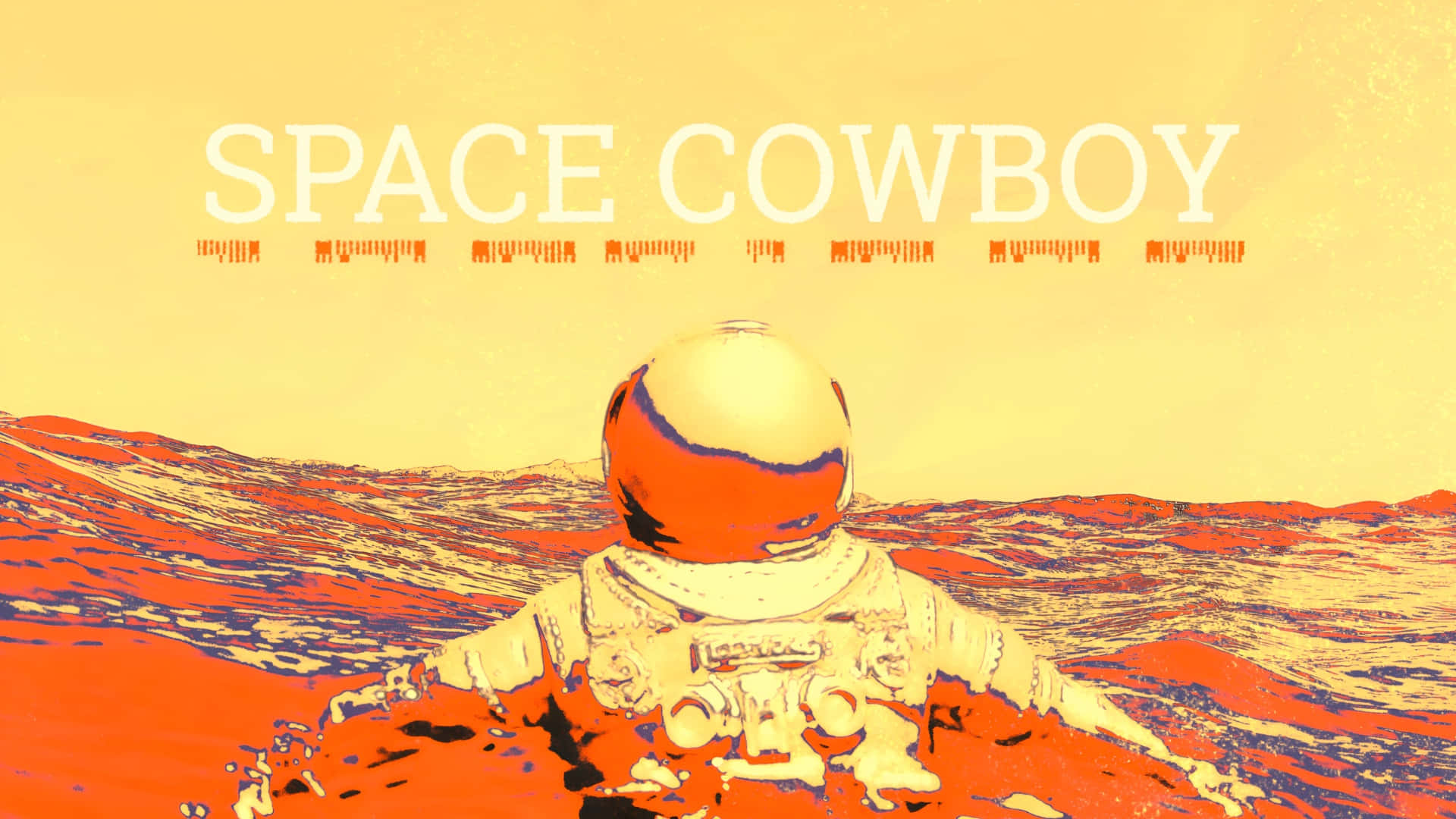Space Cowboy, red alien planet, yellow sky, Full HD Desktop Wallpaper