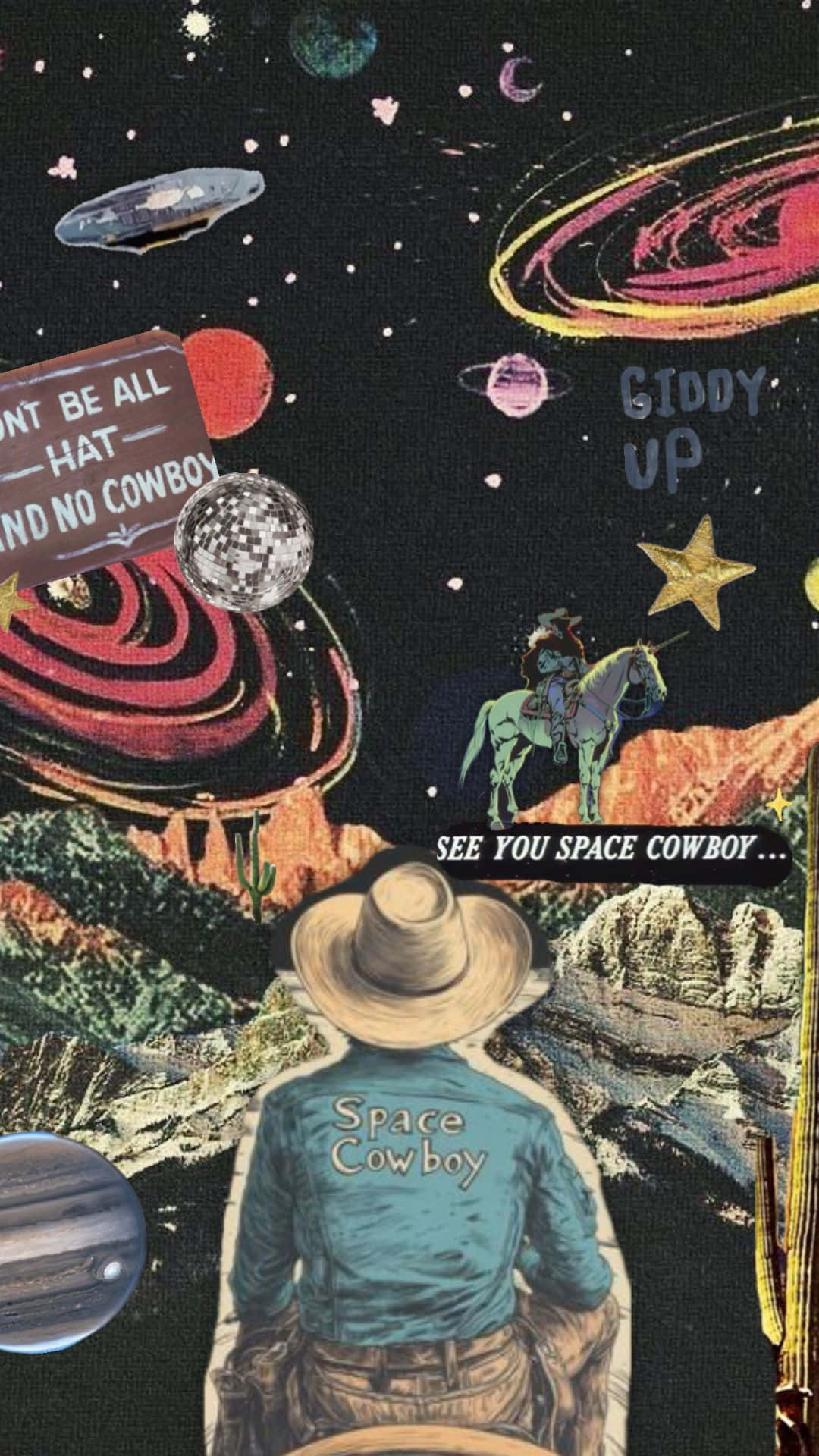 Space Cowboy, blue shirt, cosmic landscape, Full HD Phone Wallpaper