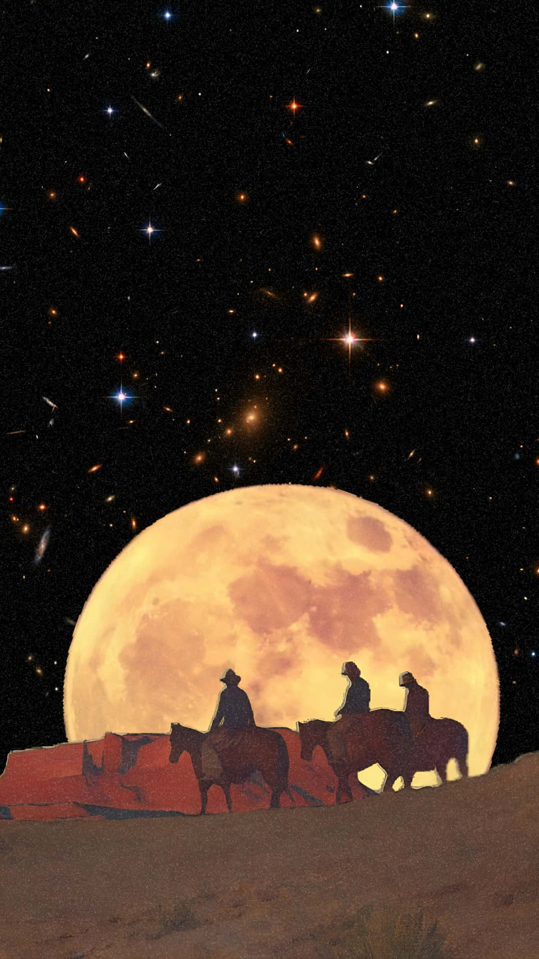 Space Cowboy, moon, desert ridge, Full HD Phone Wallpaper