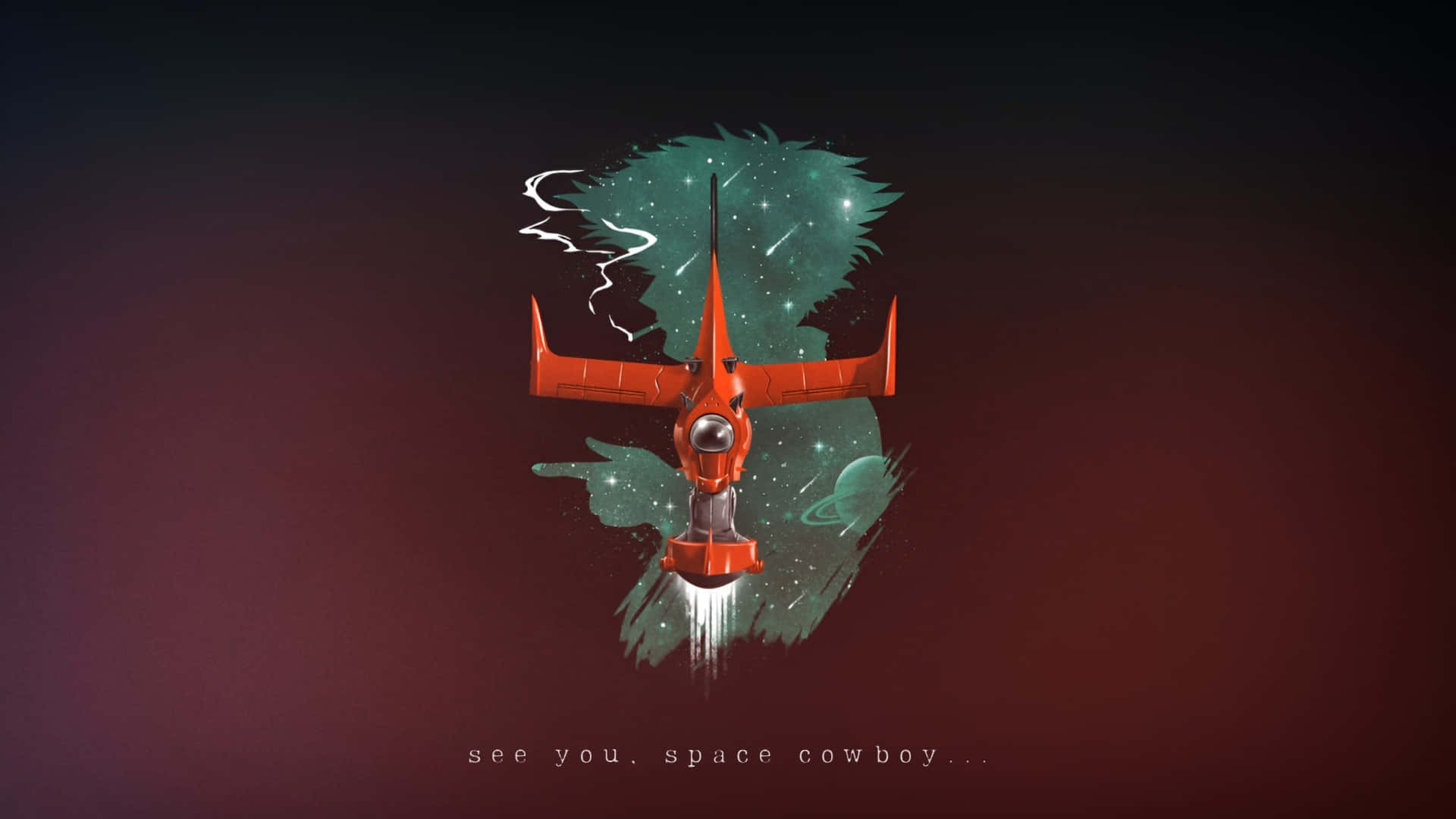 Space Cowboy, red spaceship, cockpit, Full HD Desktop Wallpaper