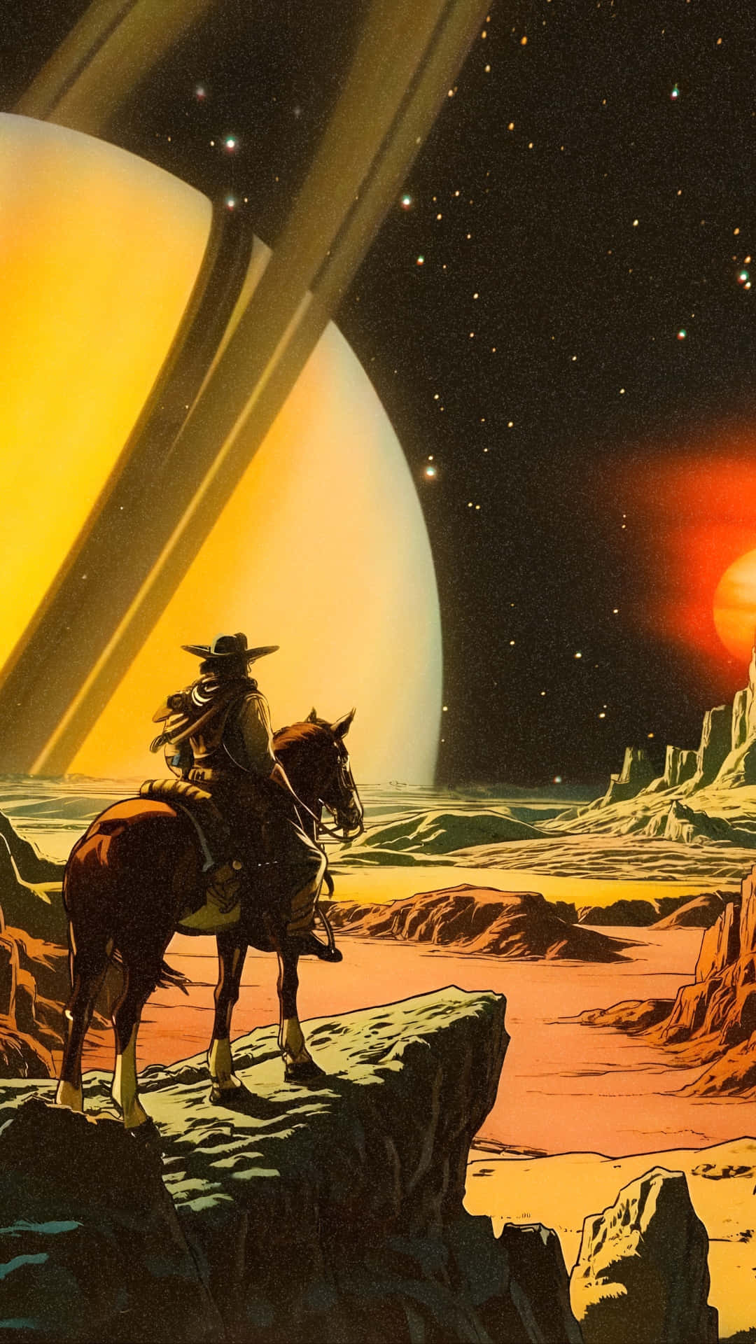 Space Cowboy, alien frontier, rocky outcrop, Full HD Phone Wallpaper