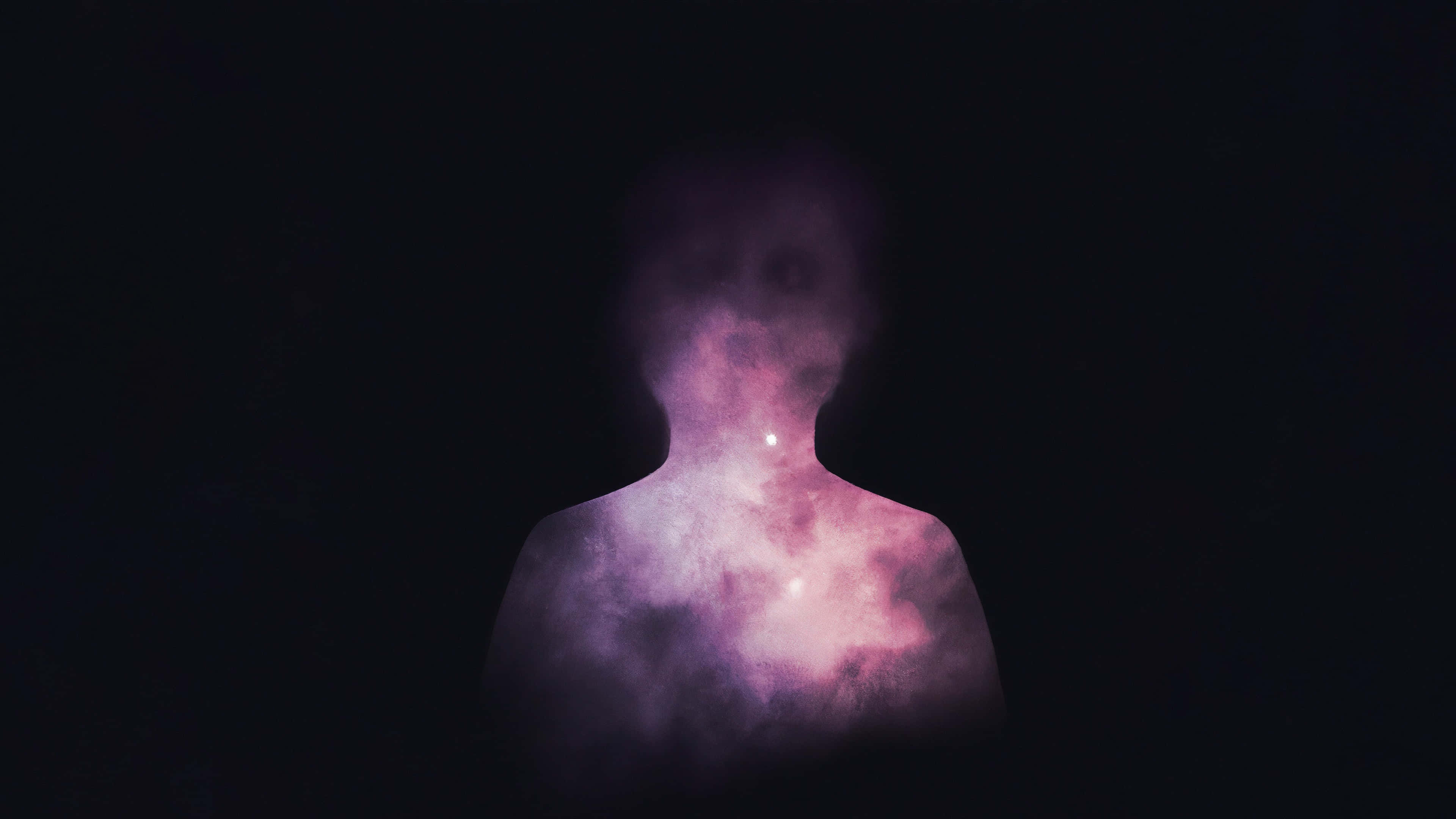 abandoned spaceship, swirling purple nebulae, black void, 4K Desktop Wallpaper