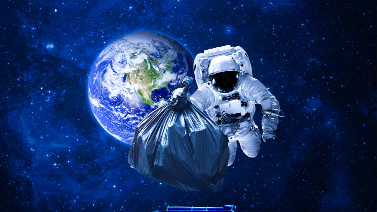 Space Debris, astronaut, large trash bag, HD Desktop Wallpaper
