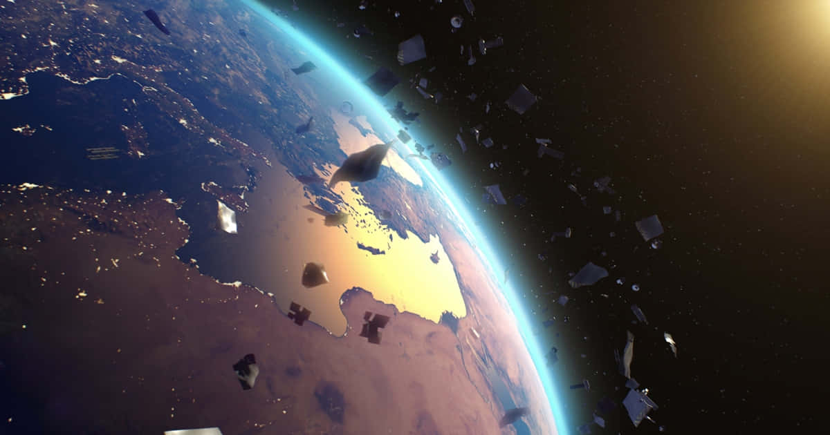 Space Debris, Earth, city lights, SD Desktop Wallpaper