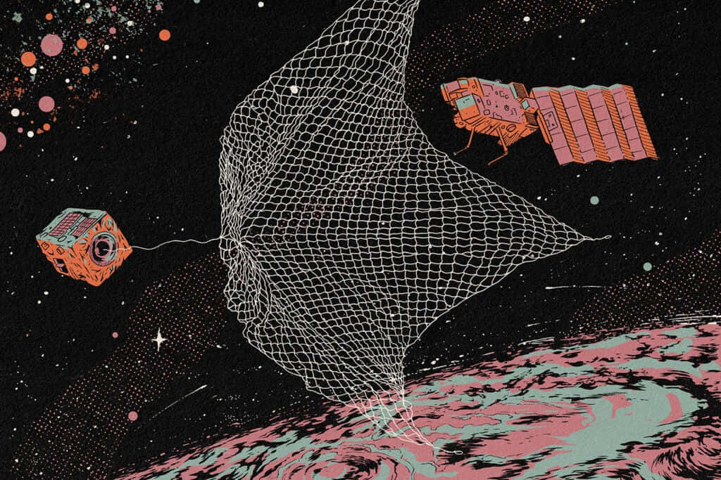 Space Debris, satellites, large net, SD Desktop Wallpaper