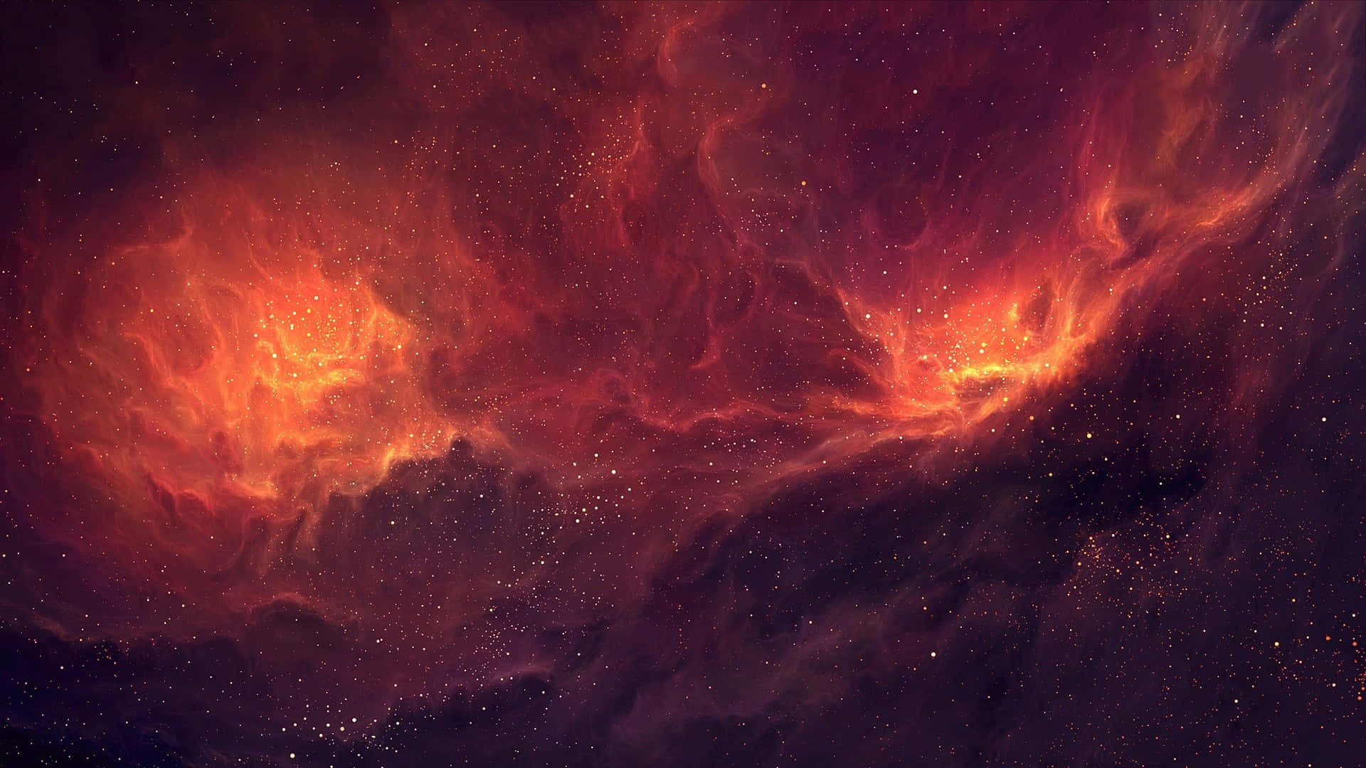 Red Space, cosmic nebula, star-speckled dark purple void, Full HD Desktop Wallpaper