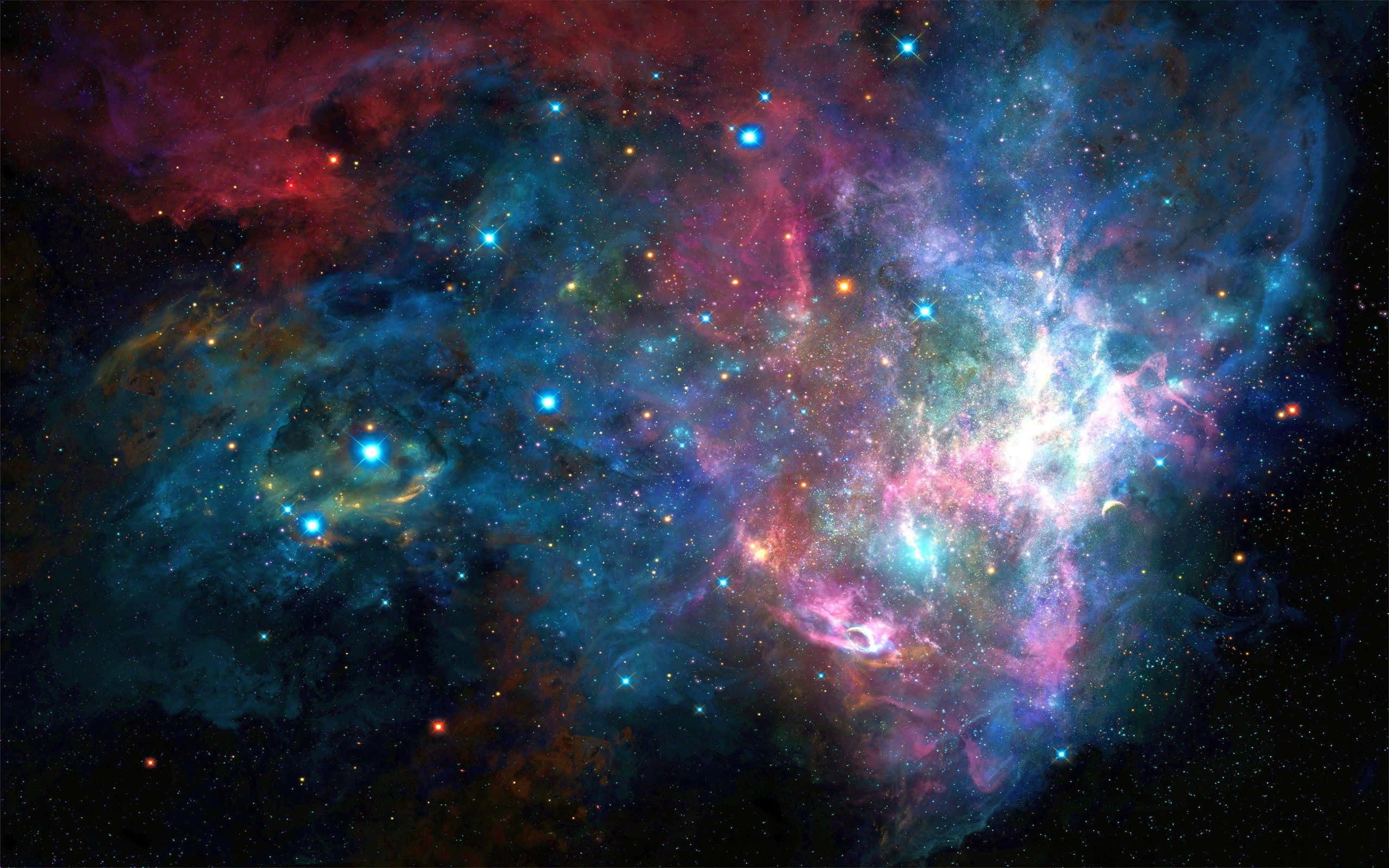 Space Galaxy, cosmic nebula, electric blues, 2K Desktop Wallpaper