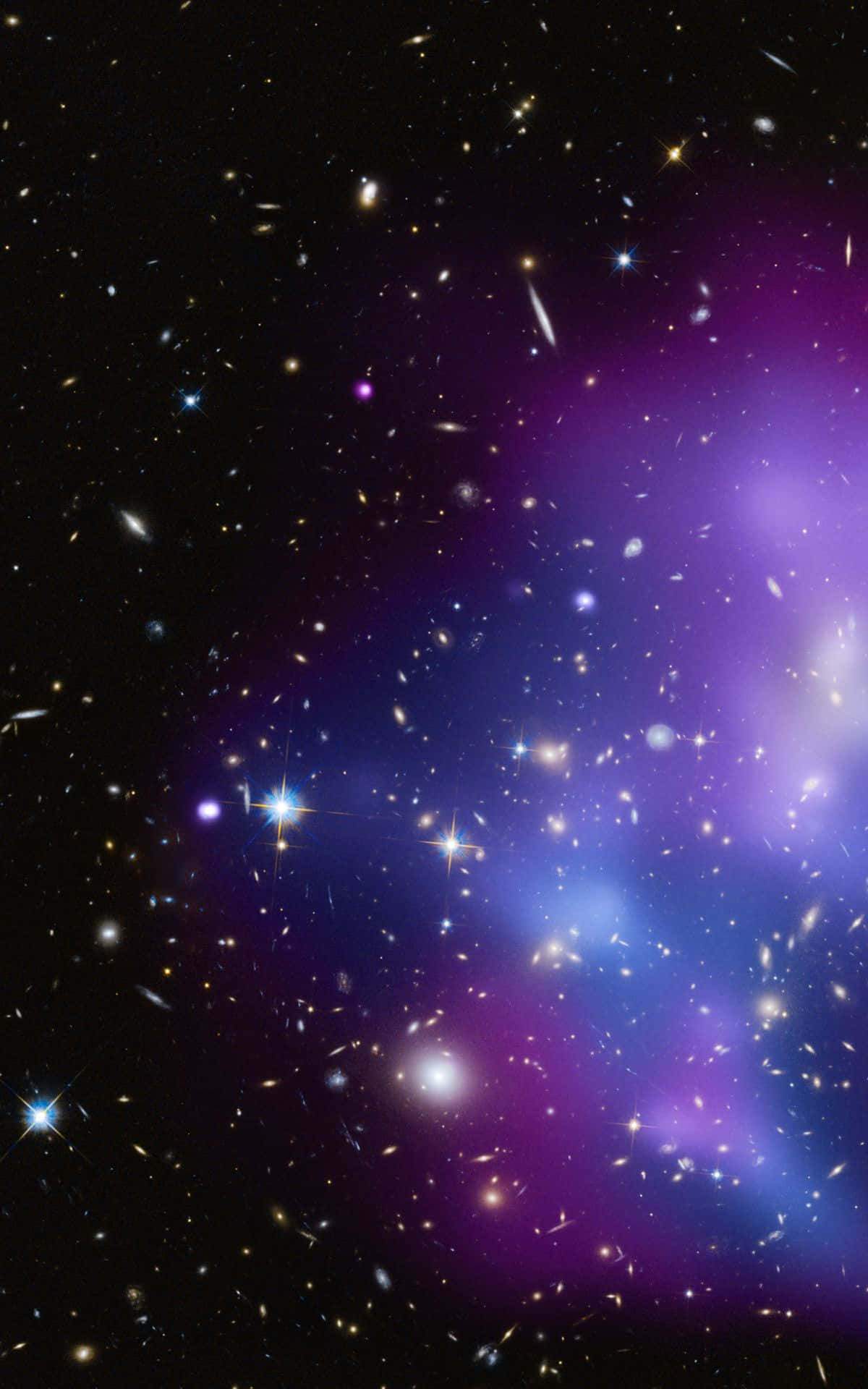 galaxies, purple nebulae, blue nebulae, Full HD Phone Wallpaper
