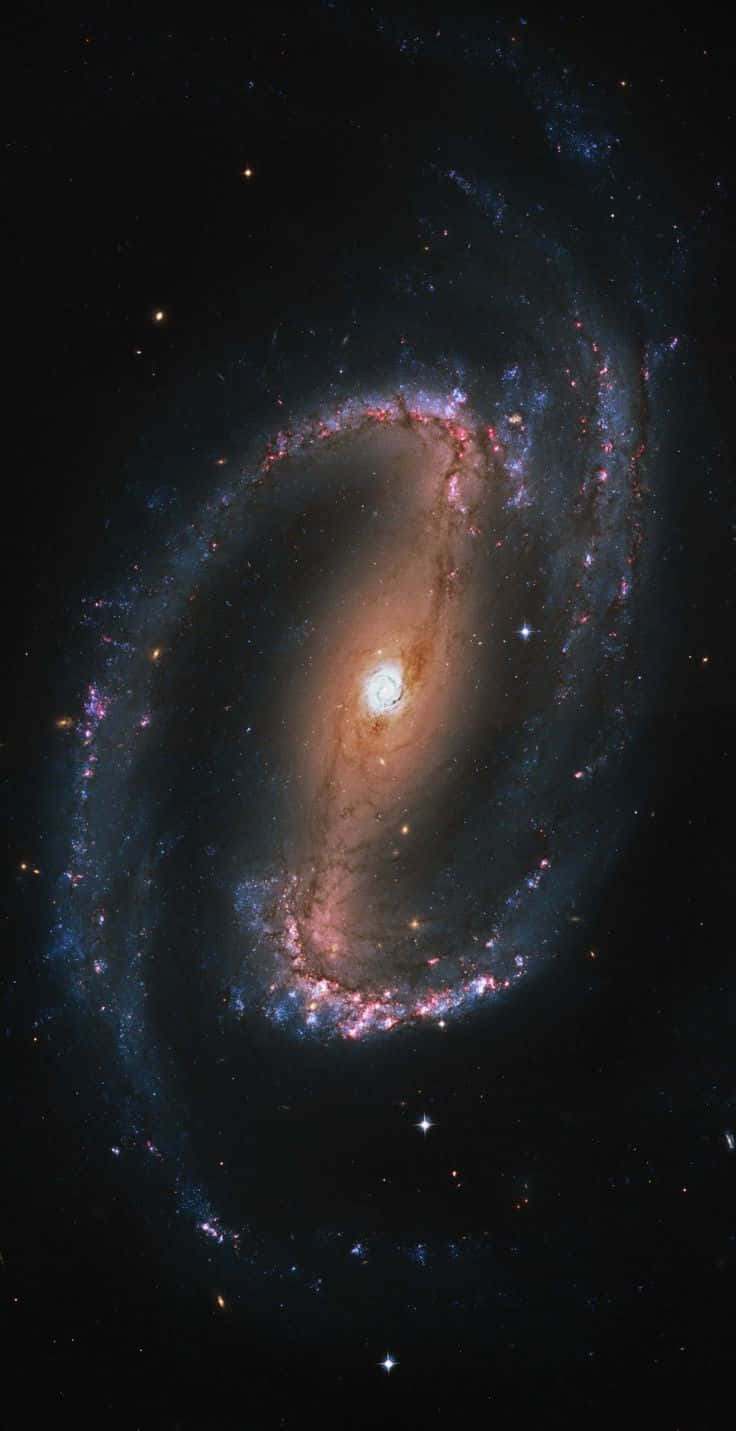 spiral galaxy, glowing orange, blue arms, HD Phone Wallpaper