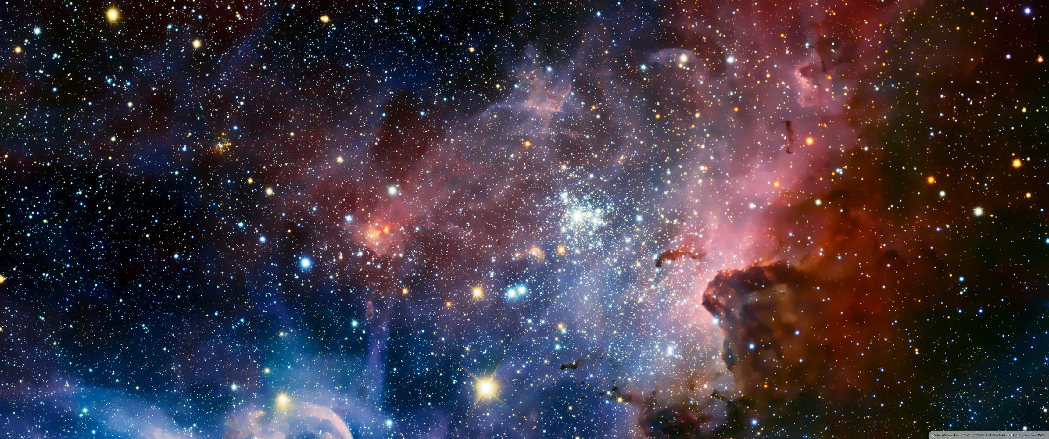 ultra wide 3440x1440, space, glowing nebulae, 2K Desktop Wallpaper
