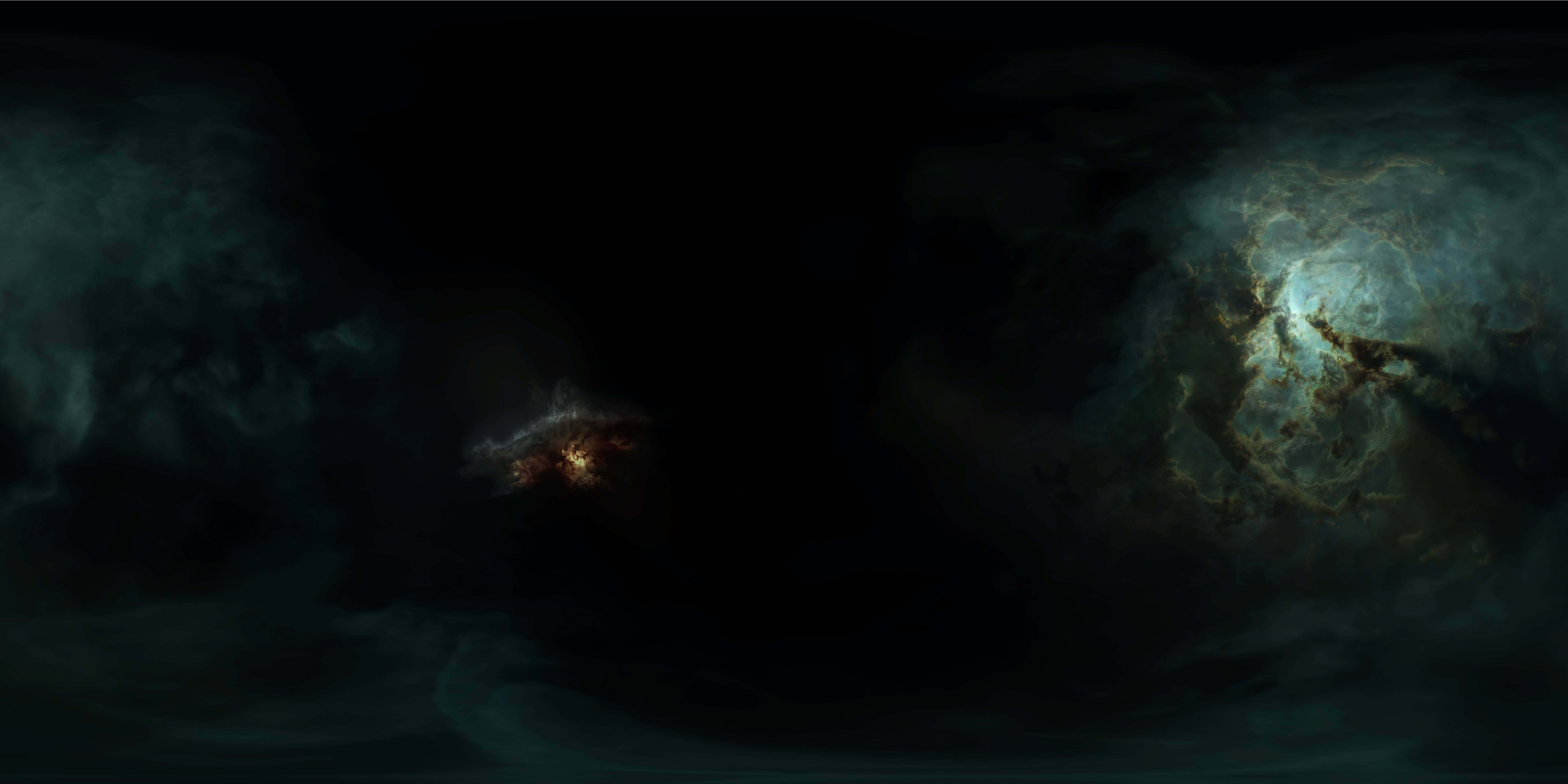 cosmic nebula, glowing orange and teal clouds, deep space, 8K Desktop Wallpaper