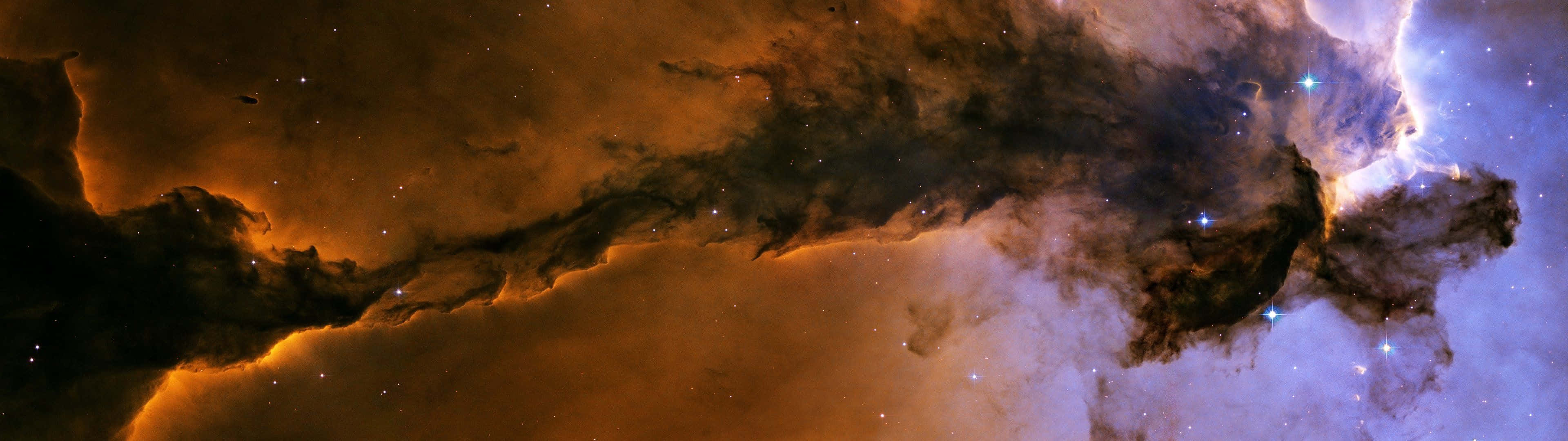 cosmic nebula, fiery orange, cool blue, 4K Desktop Wallpaper