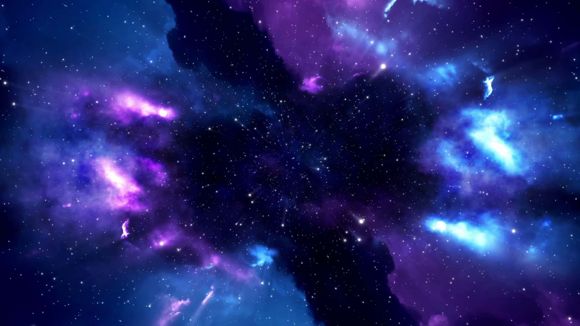 animated space, cosmic nebula, electric blues, Full HD Desktop Wallpaper