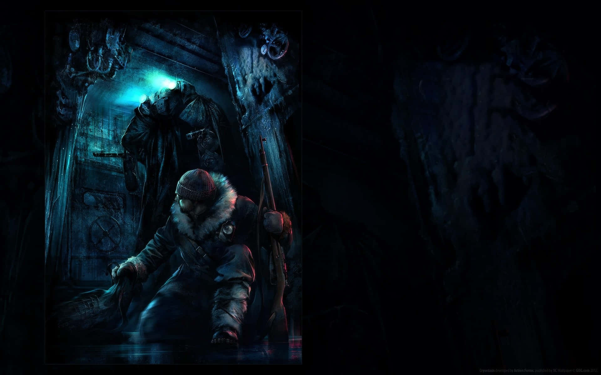 Space Horror, astronaut, icy corridor, Full HD Desktop Wallpaper