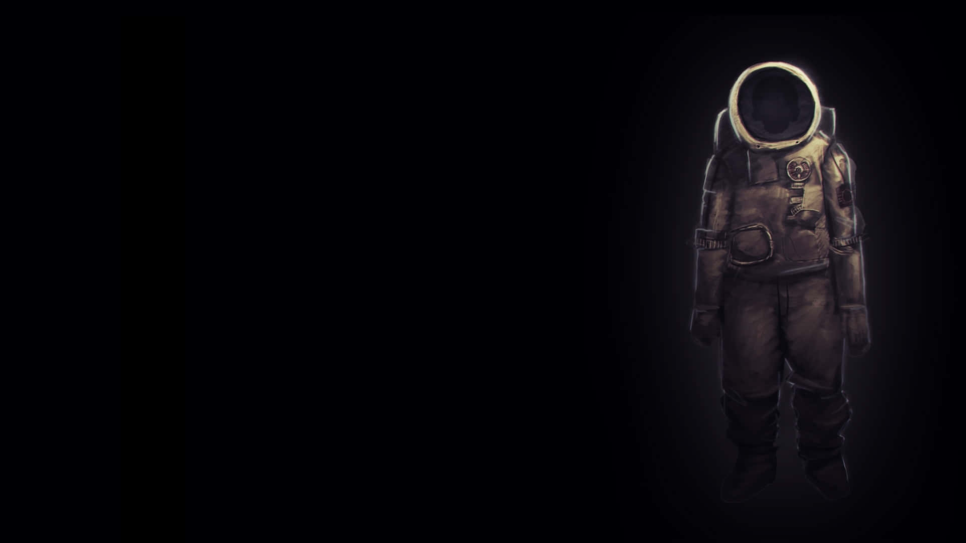 astronaut suit, pitch-black void, soft halo of light, Full HD Desktop Wallpaper