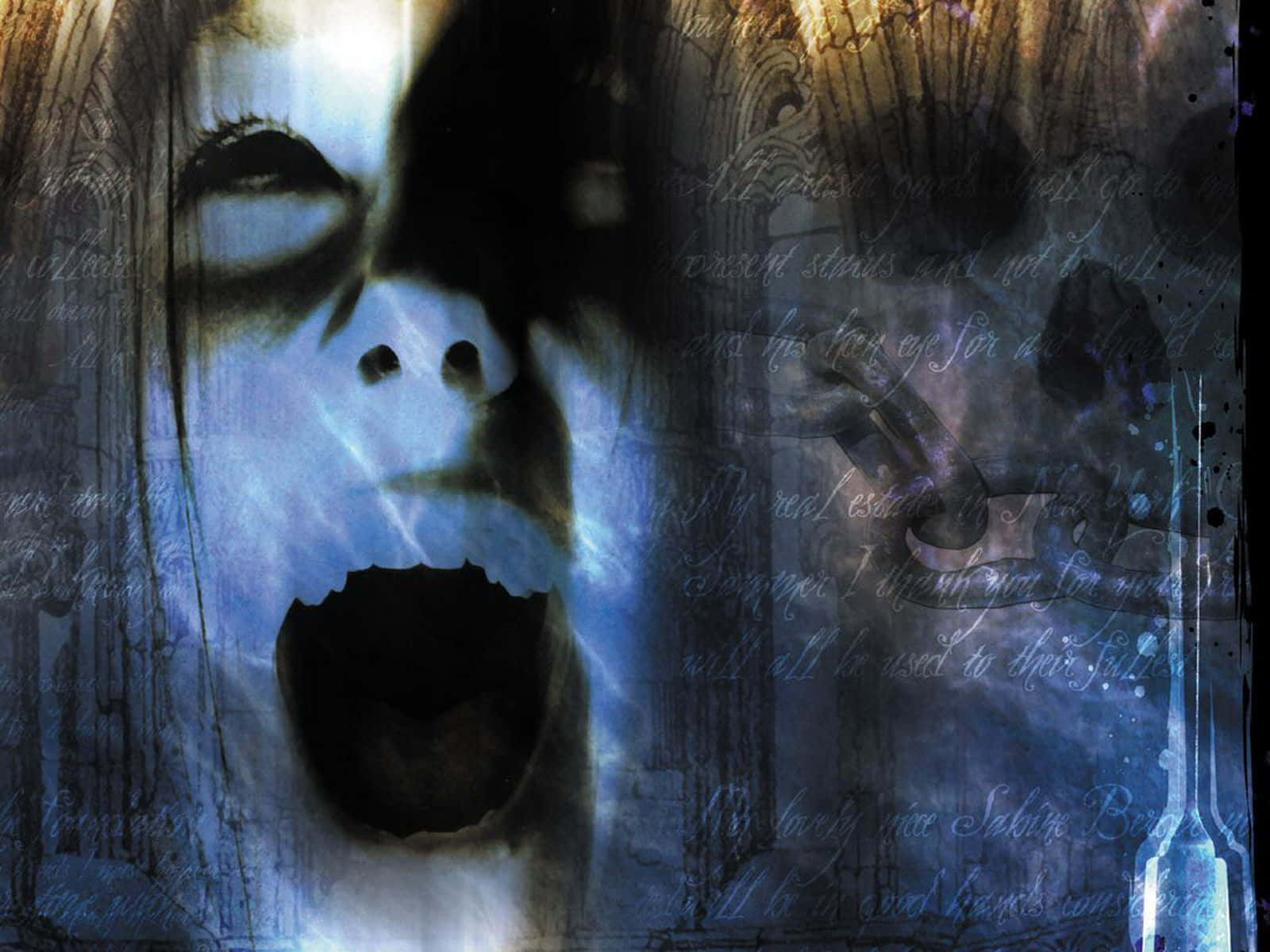Space Horror, screaming entity, blue and black smoke, HD Desktop Wallpaper