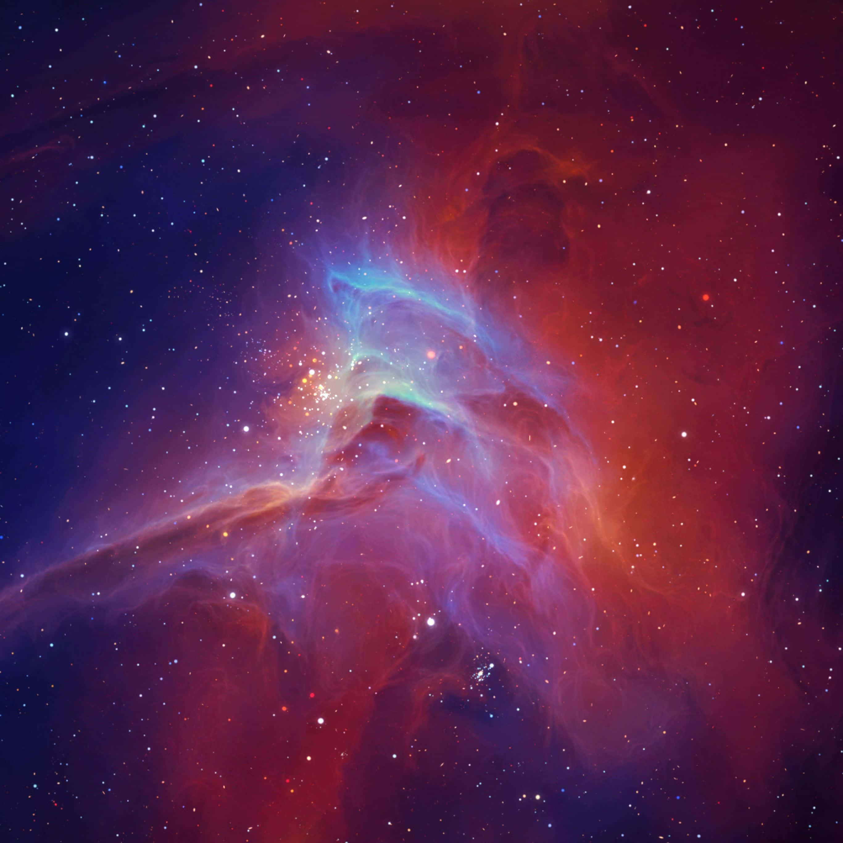 Space iPad, cosmic nebula, fiery reds, 2K Desktop Wallpaper