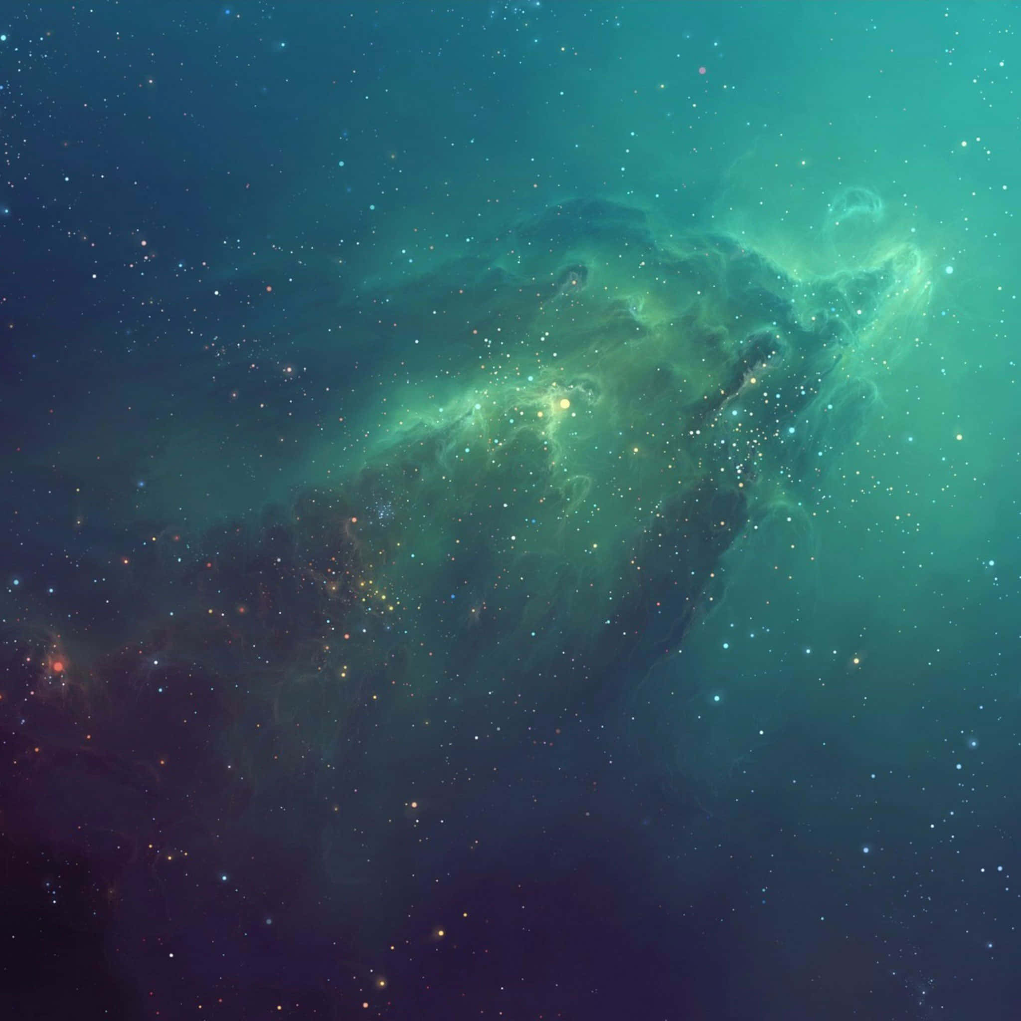 Space iPad, cosmic nebula, vibrant teal, Full HD Desktop Wallpaper