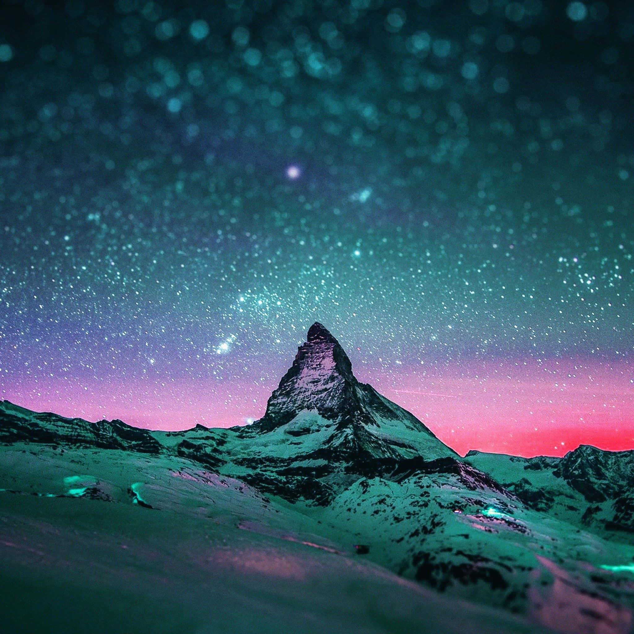 Space iPad, starry sky, teal auroras, Full HD Desktop Wallpaper
