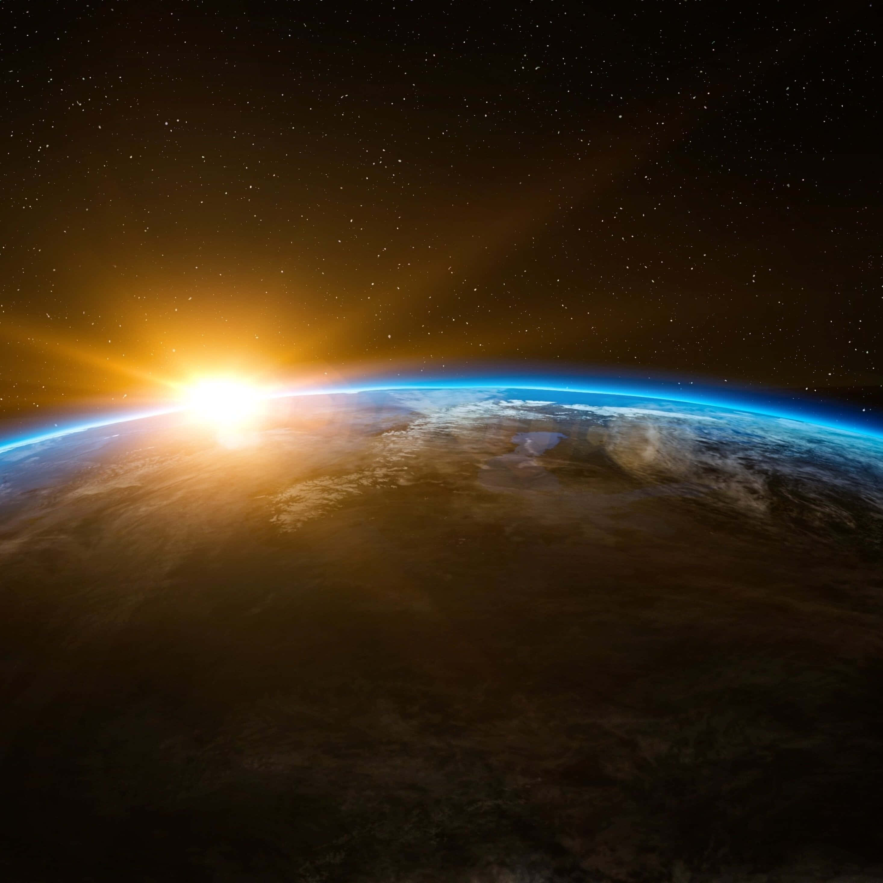 Space iPad, Earth, sunrise, 2K Desktop Wallpaper