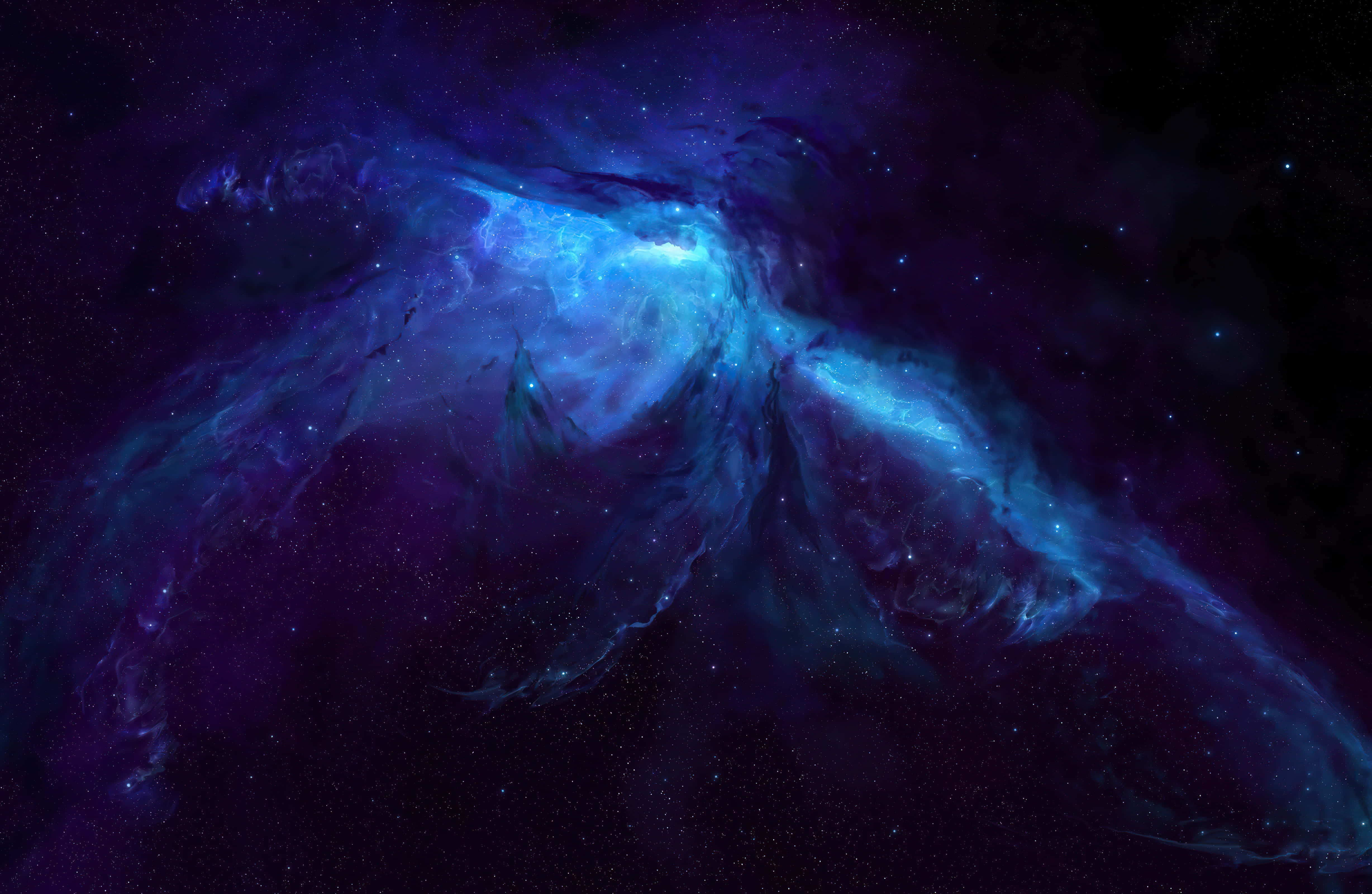 Space iPad, cosmic nebula, deep purples, 4K Desktop Wallpaper