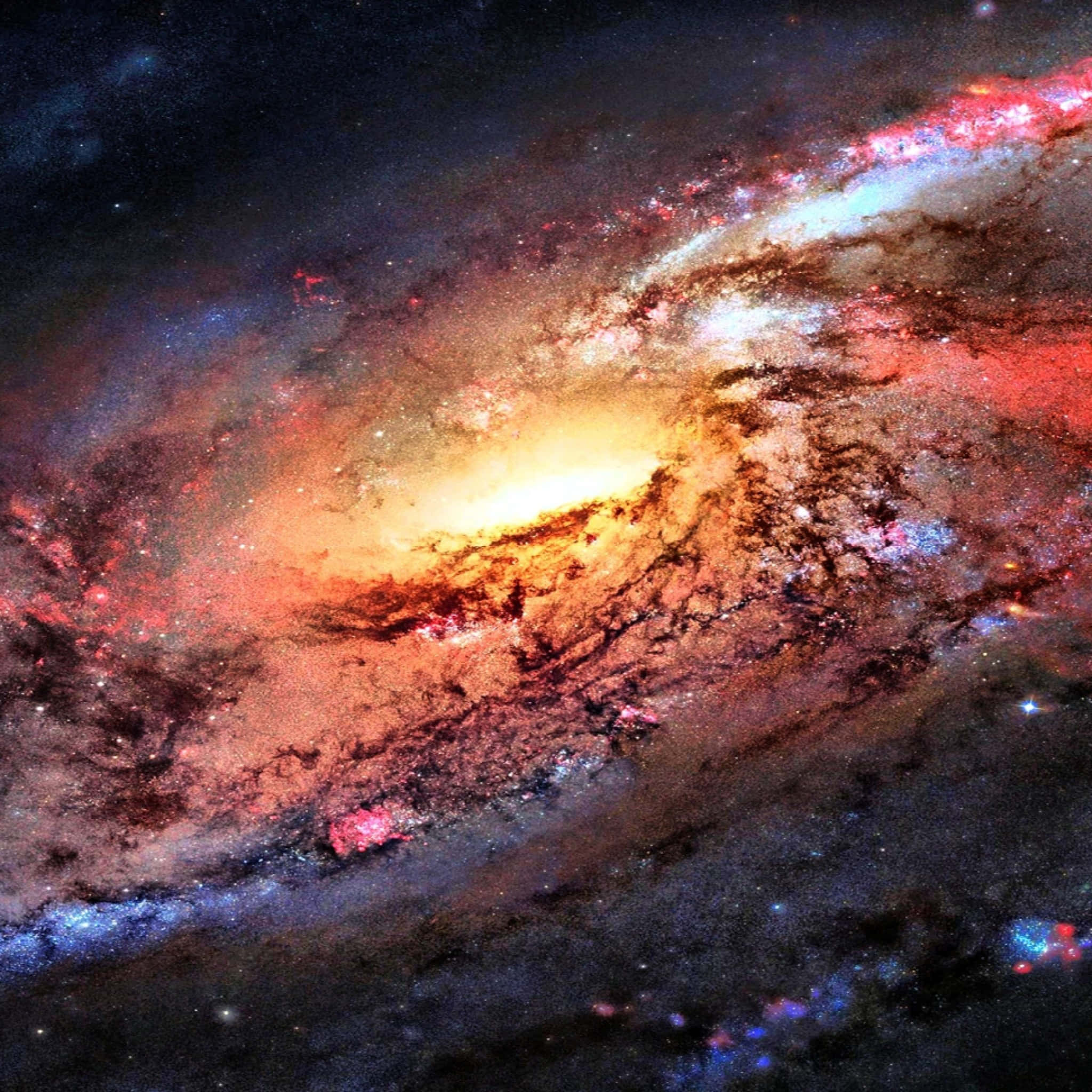 iPad, spiral galaxy, fiery orange cores, Full HD Desktop Wallpaper