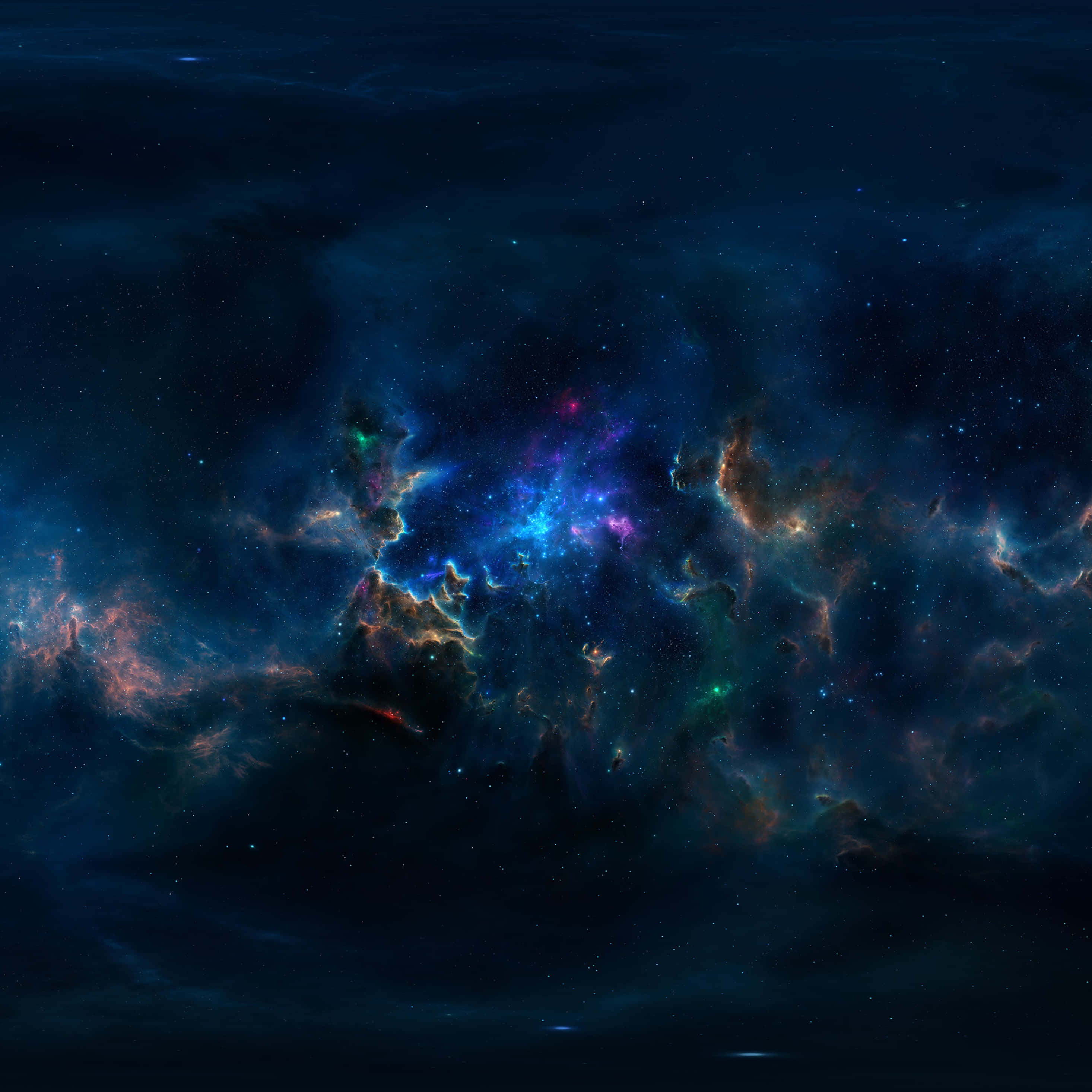 Space iPad, cosmic nebula, electric blues, 2K Desktop Wallpaper