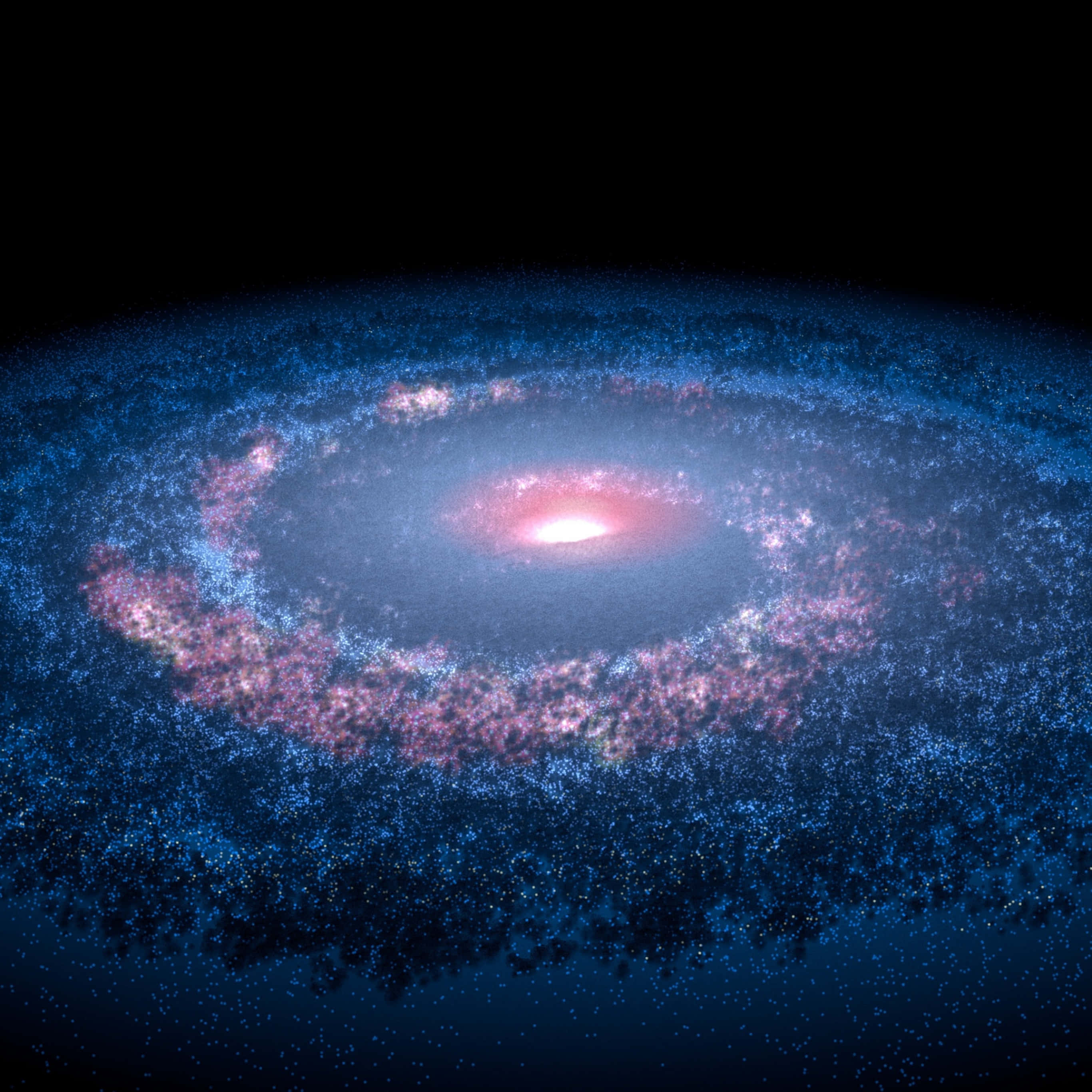 Space iPad, spiral galaxy, blue and pink hues, 2K Desktop Wallpaper