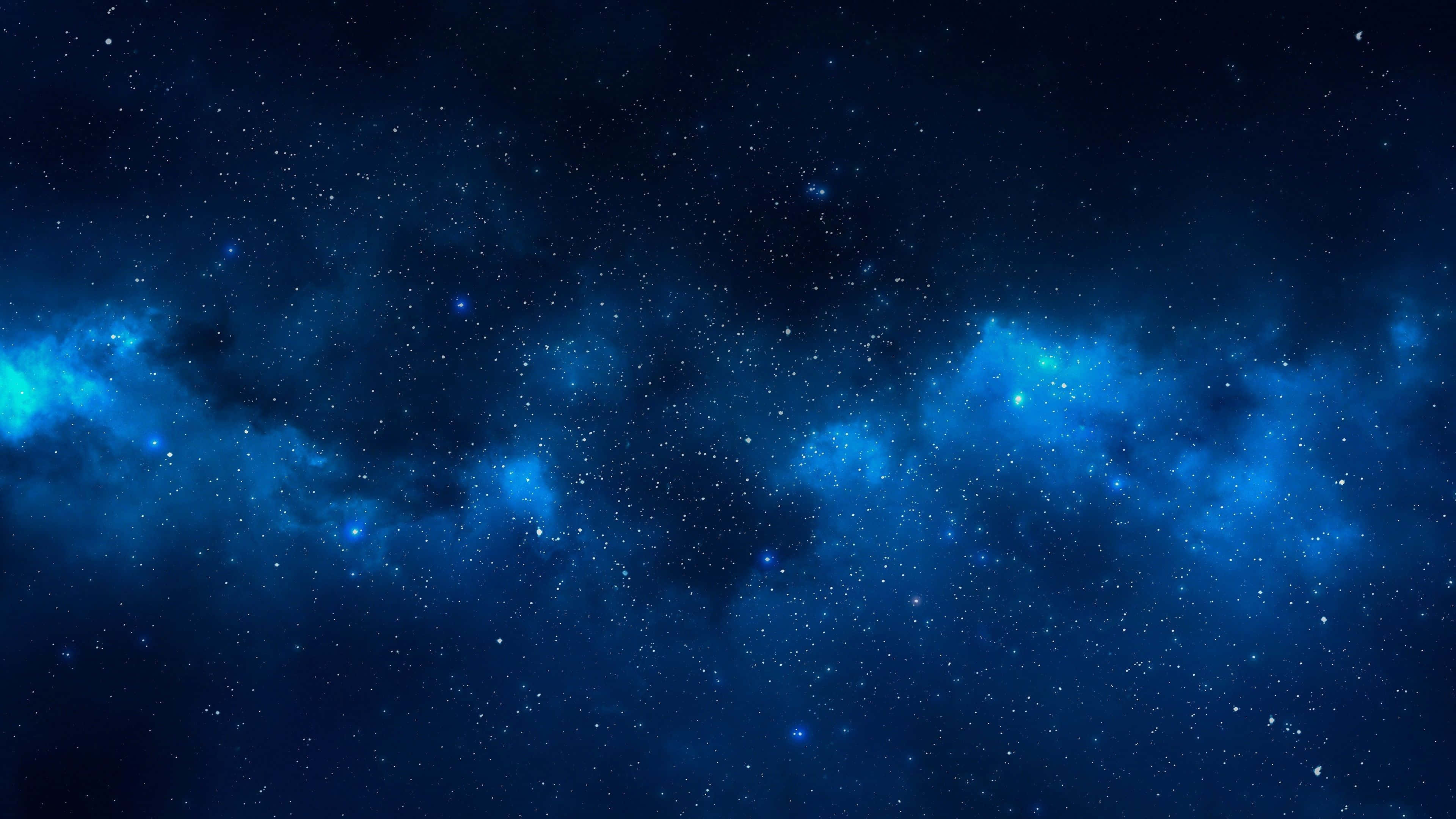 Space iPad, glowing blue nebulae, twinkling stars, 4K Desktop Wallpaper