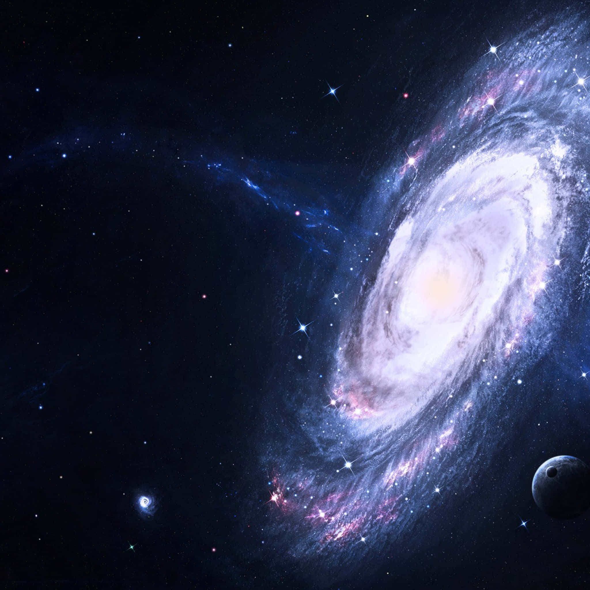 space iPad, spiral galaxy, cosmic dust, Full HD Desktop Wallpaper