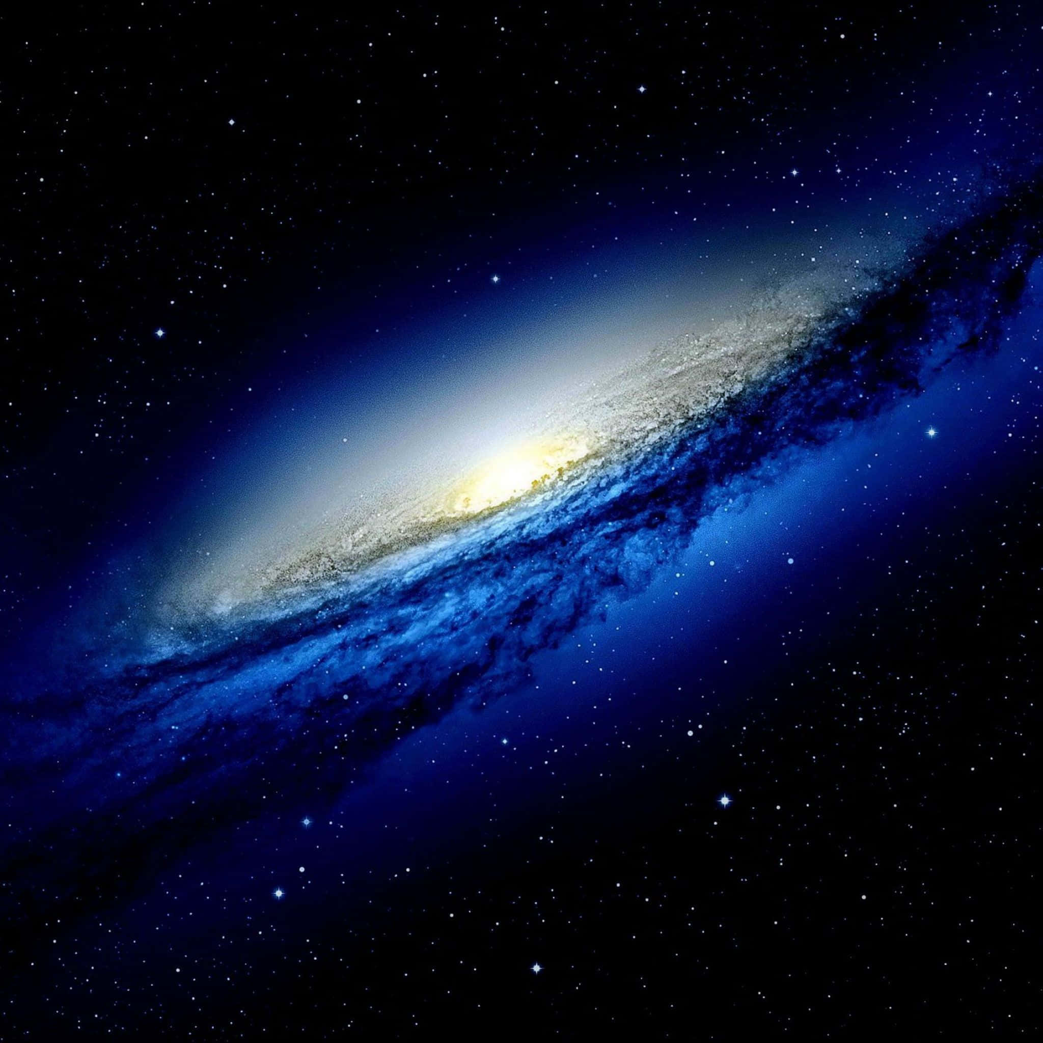 Space iPad, spiral galaxy, blue and gold hues, Full HD Desktop Wallpaper