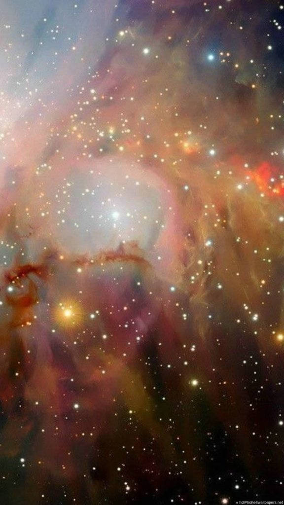 hazy gold clouds, cosmic nebula, pink orange, SD Phone Wallpaper